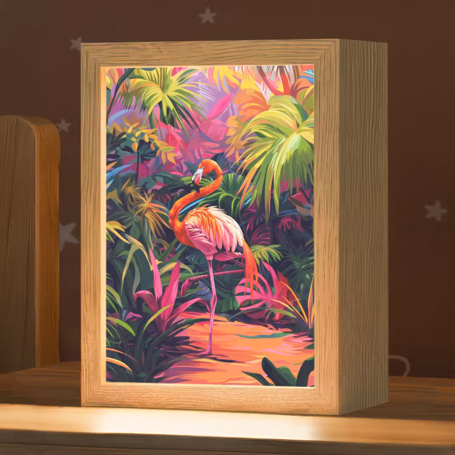 Flamingo - Tropisch - Dier - Bladeren Light Box met kabel klein -zzz_3d_website