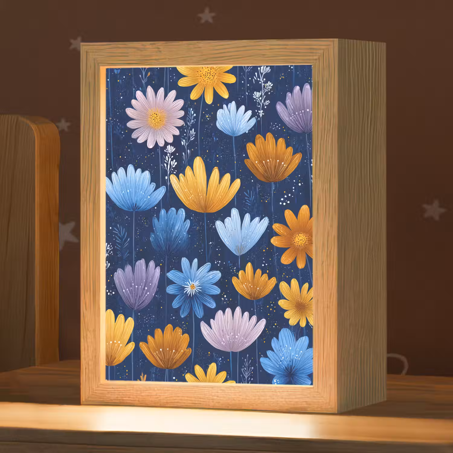 Bloemen - Patroon - Blauw - Contrast Light Box met kabel klein -zzz_3d_website