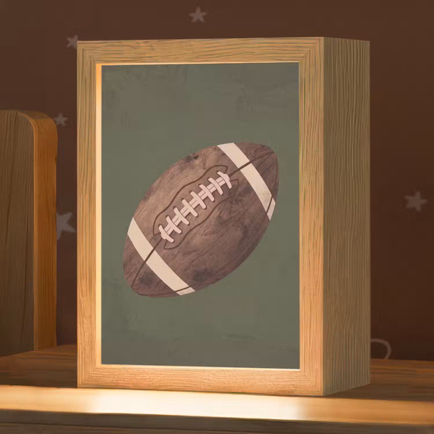 Football - Hout - Sport - Groen Light Box met kabel (Kinderlampje) klein -zzz_3d_website