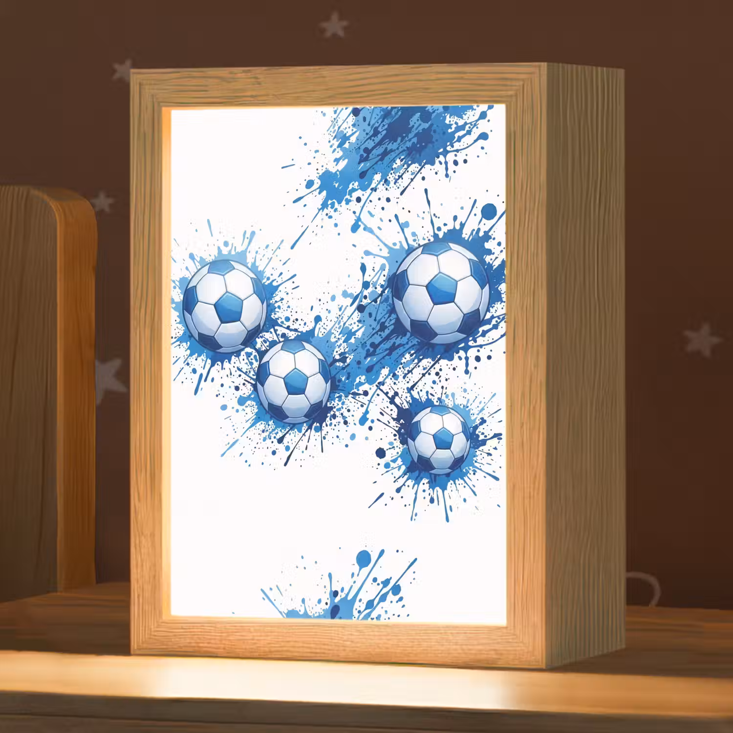 Voetballen - Verf - Sport - Blauw Light Box met kabel (Kinderlampje) klein -zzz_3d_website