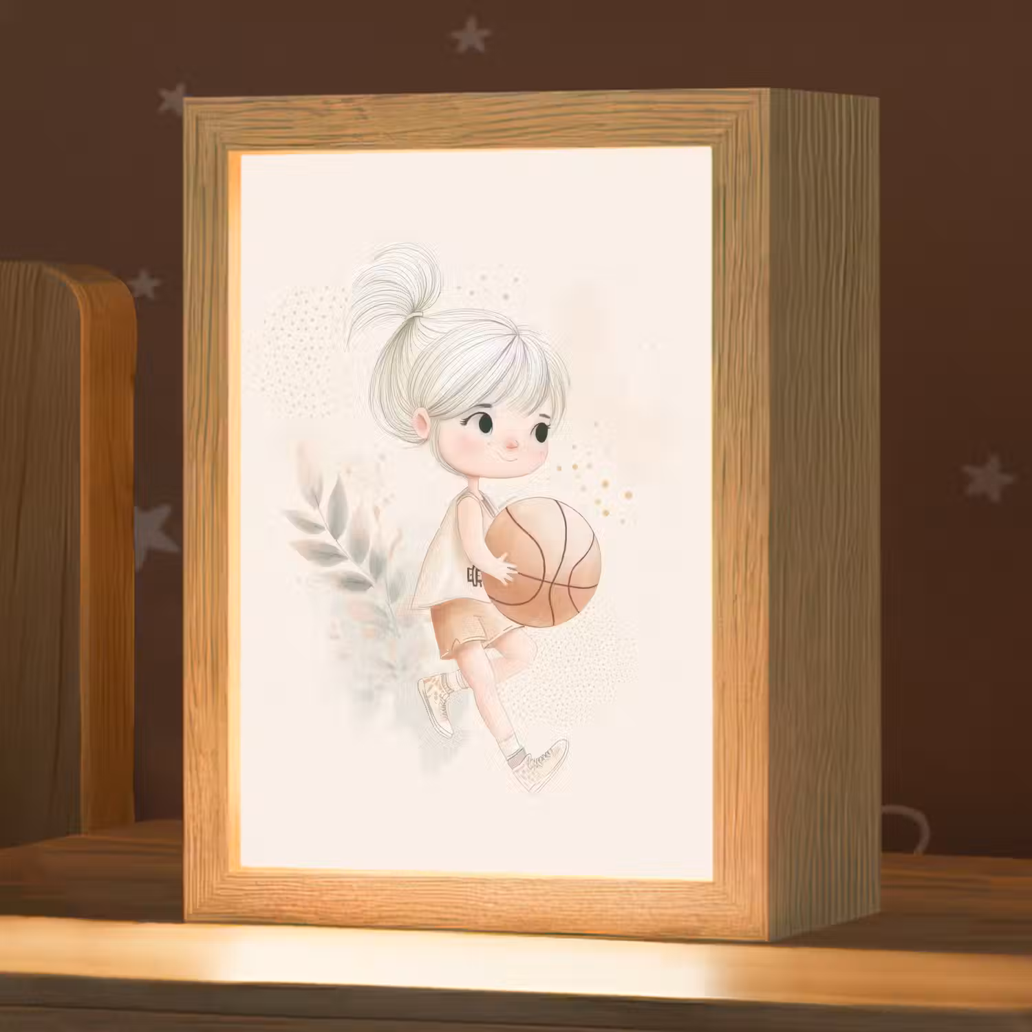 Meisje - Basketbal - Minimalistisch Light Box met kabel klein -zzz_3d_website