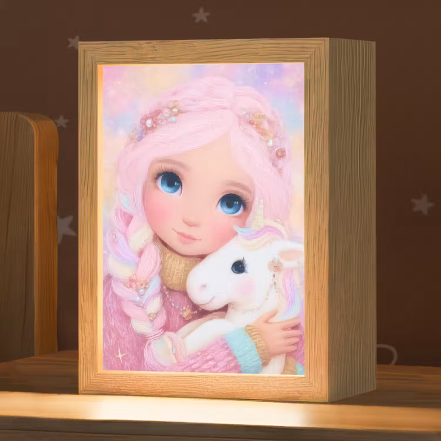 Meisje - Eenhoorn - Roze Light Box met kabel klein -zzz_3d_website