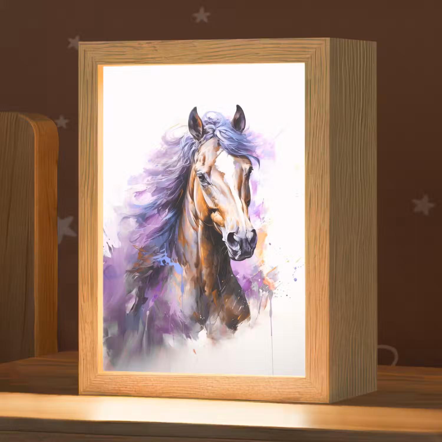 Paard - Dieren - Meiden - Paars - Bruin Light Box met kabel klein -zzz_3d_website