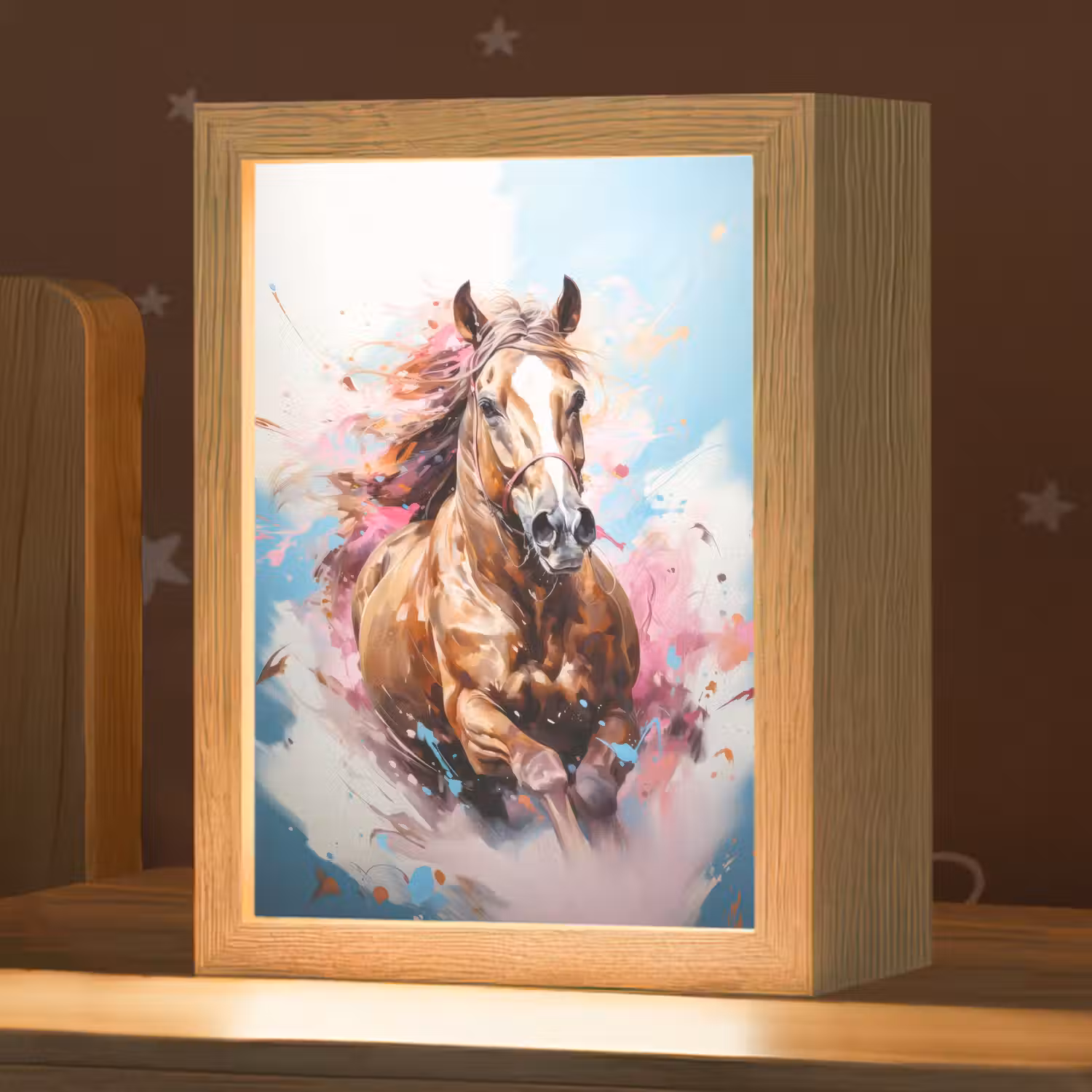 Paard - Meisjes - Blauw - Roze Light Box met kabel klein -zzz_3d_website