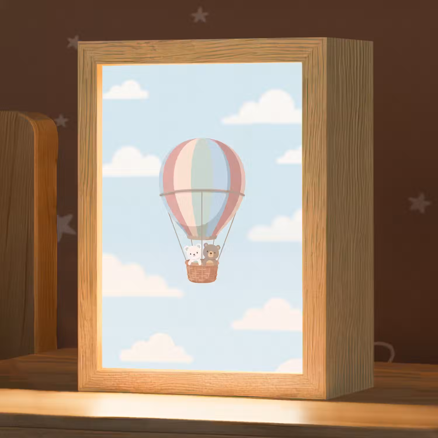 Luchtballon - Beren - Pastel Light Box met kabel (Kinderlampje) klein -zzz_3d_website
