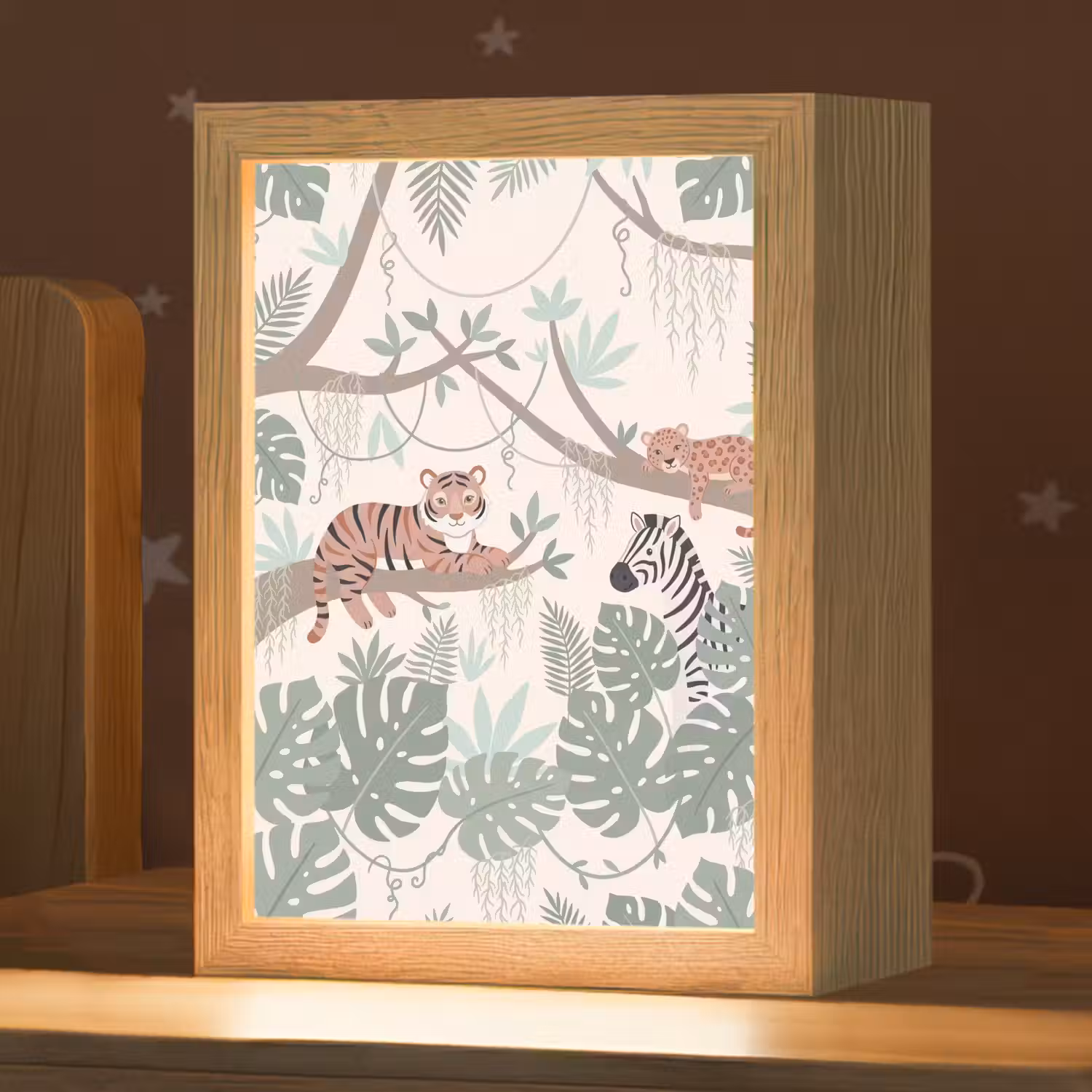 Jungle - Rustiek - Pastel Light Box met kabel (Kinderlampje) klein -zzz_3d_website