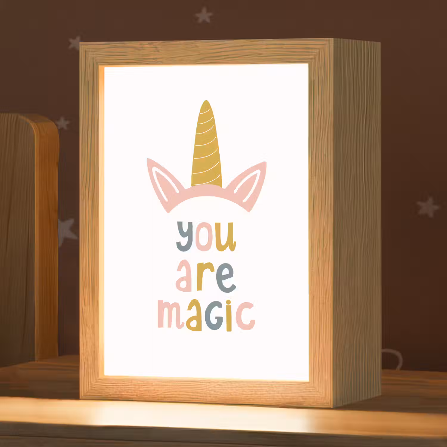 Kinderen - Eenhoorn - Wit - Quote - You are magic Light Box met kabel klein -zzz_3d_website