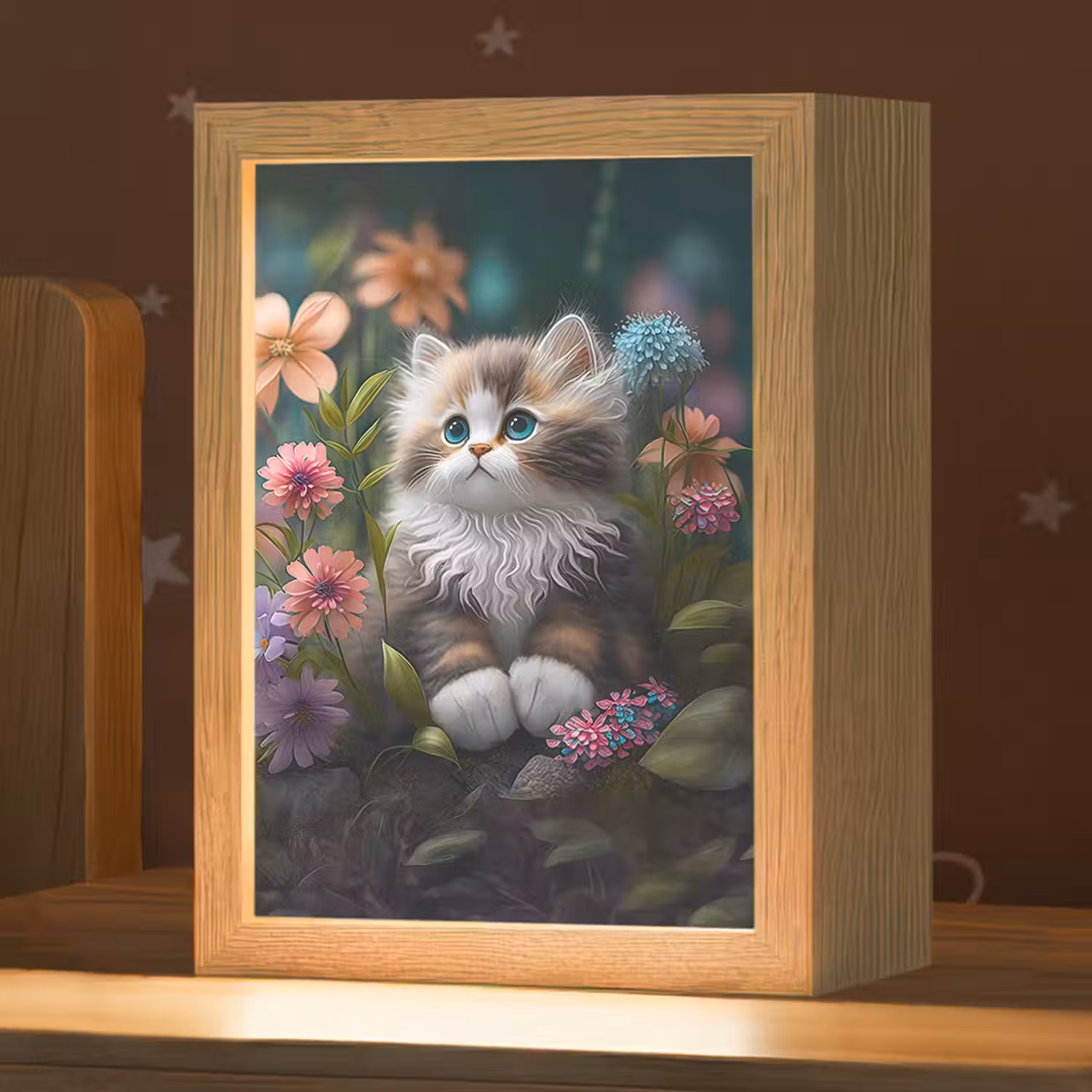 Kitten - Illustratie - Bloemen - Natuur - Kat Light Box met kabel klein -zzz_3d_website