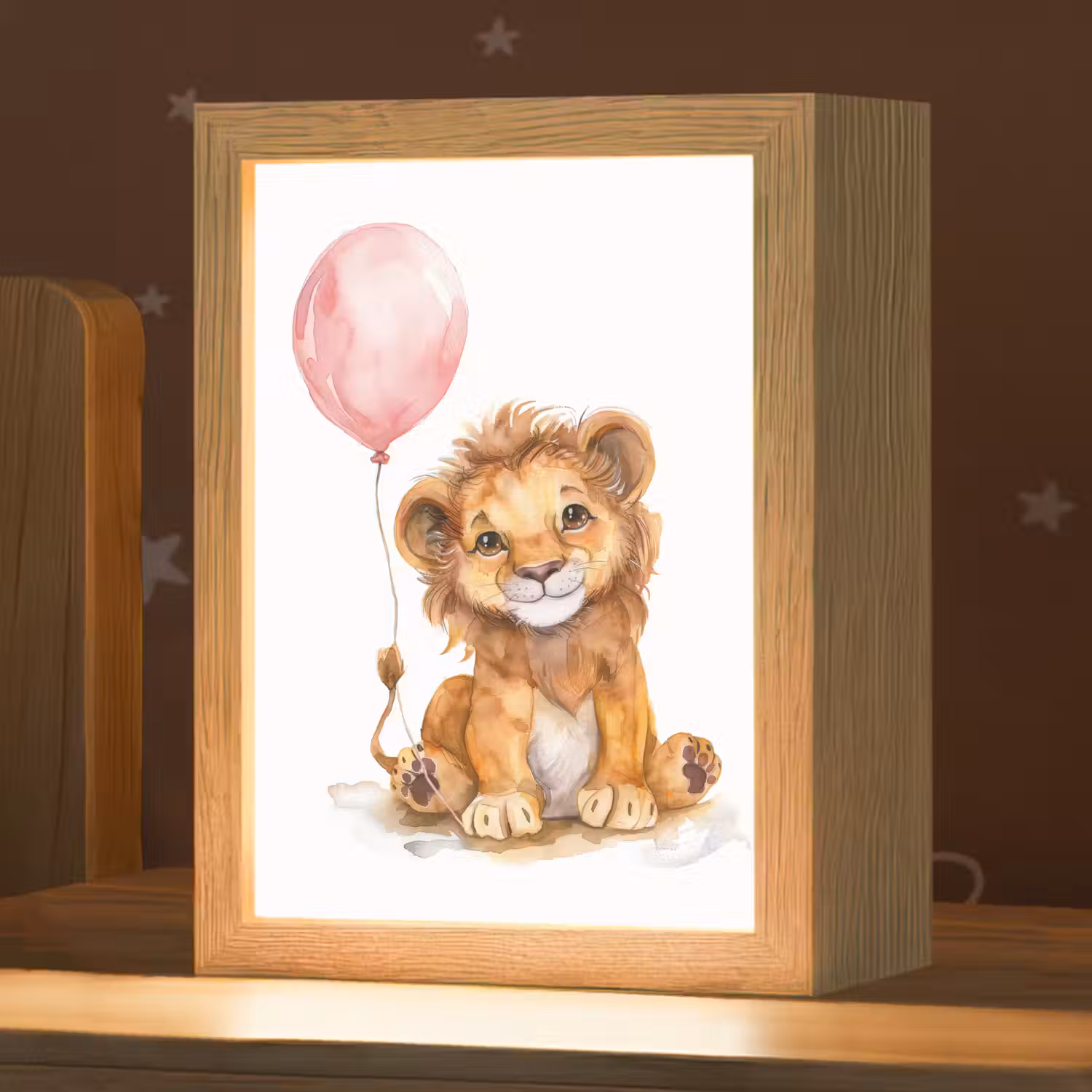 Leeuw - Baby dier - Dieren - Roze ballon Light Box met kabel klein -zzz_3d_website