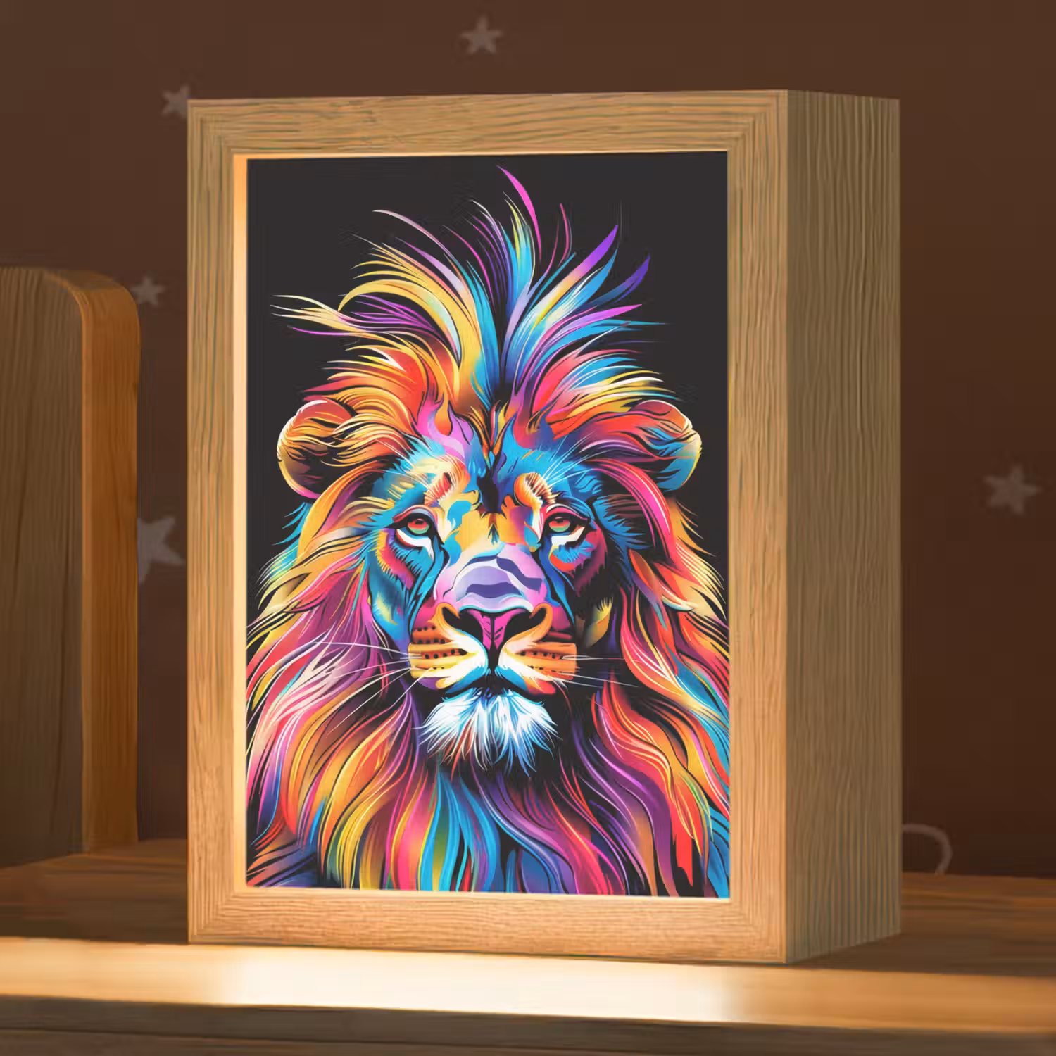 Leeuwen - Kleurrijk - Zwart - Dieren Light Box met kabel klein -zzz_3d_website