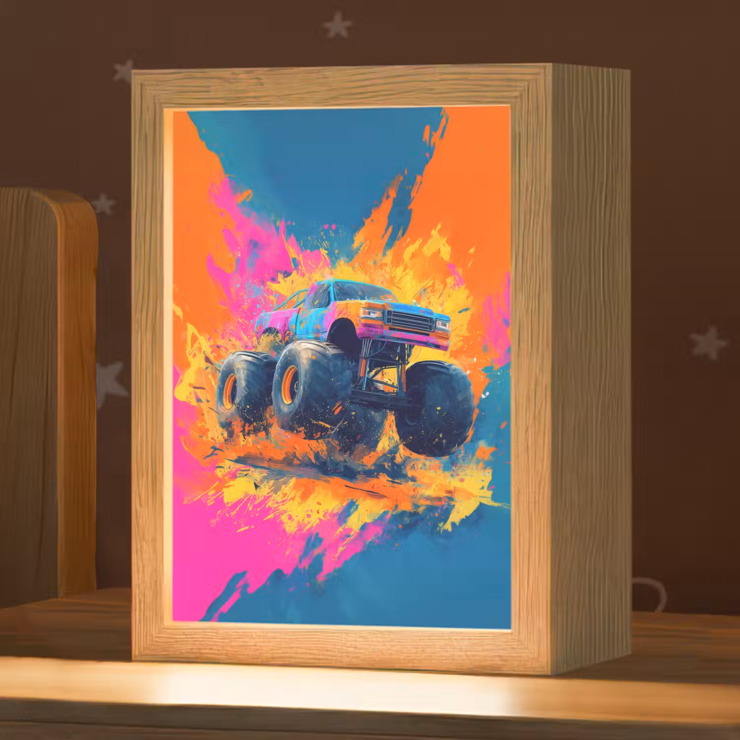 Monstertruck - Abstract - Verfspatten - Kleurrijk Light Box met kabel klein -zzz_3d_website