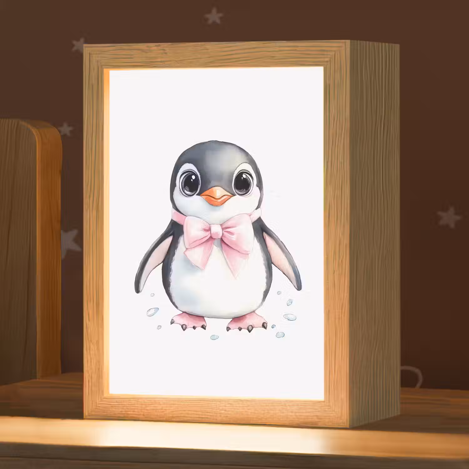 Pinguïn - Strikje - Roze - Dier Light Box met kabel klein -zzz_3d_website