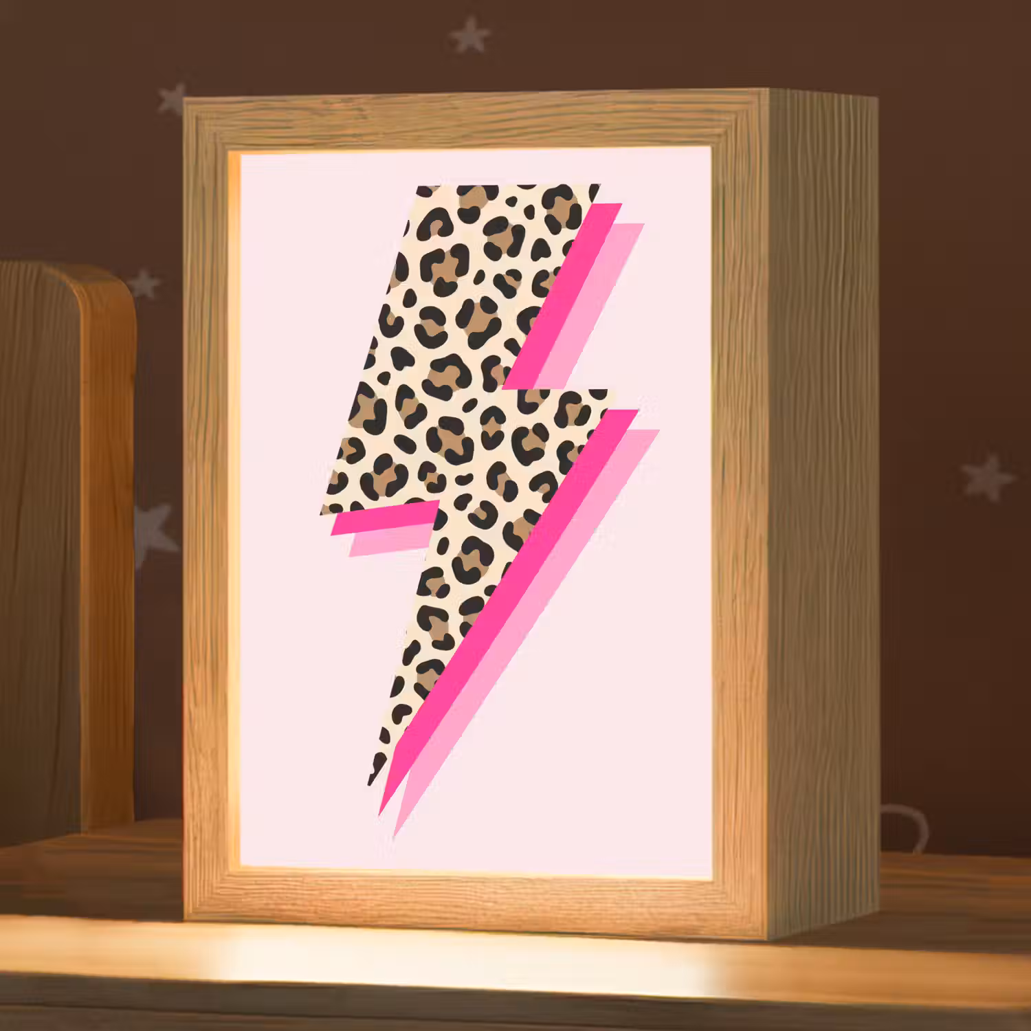Stippen - Roze - Bliksem Light Box met kabel (Kinderlampje) klein -zzz_3d_website