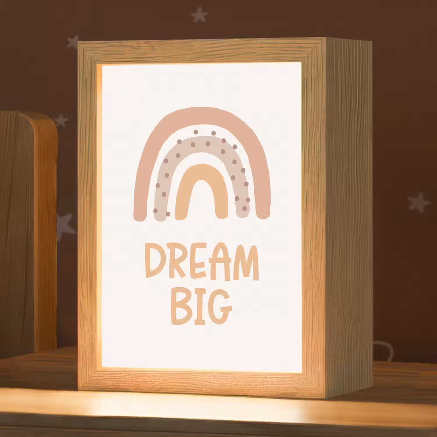 Regenboog - Quote - Dream Big - Pastel kleuren Light Box met kabel klein -zzz_3d_website