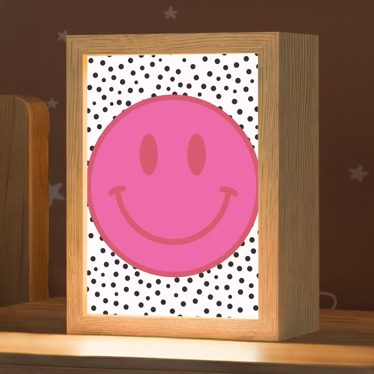 Smiley - Roze - Stippen Light Box met kabel (Kinderlampje) klein -zzz_3d_website