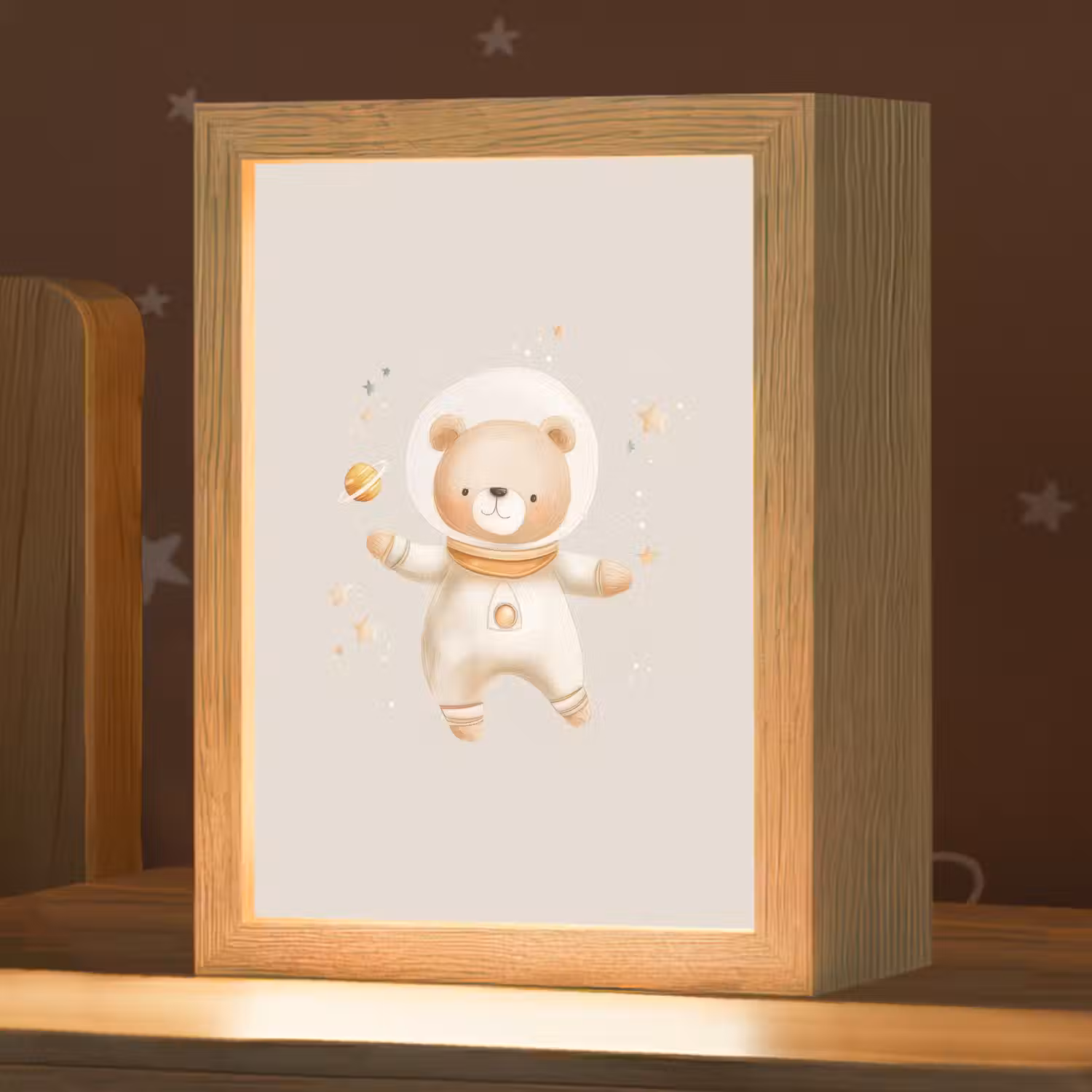 Ruimtebeer - Sterren - Beige Light Box met kabel klein -zzz_3d_website