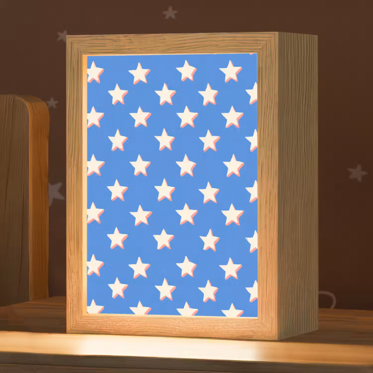 Sterren - Patroon - Blauw Light Box met kabel (Kinderlampje) klein 904 -zzz_3d_website