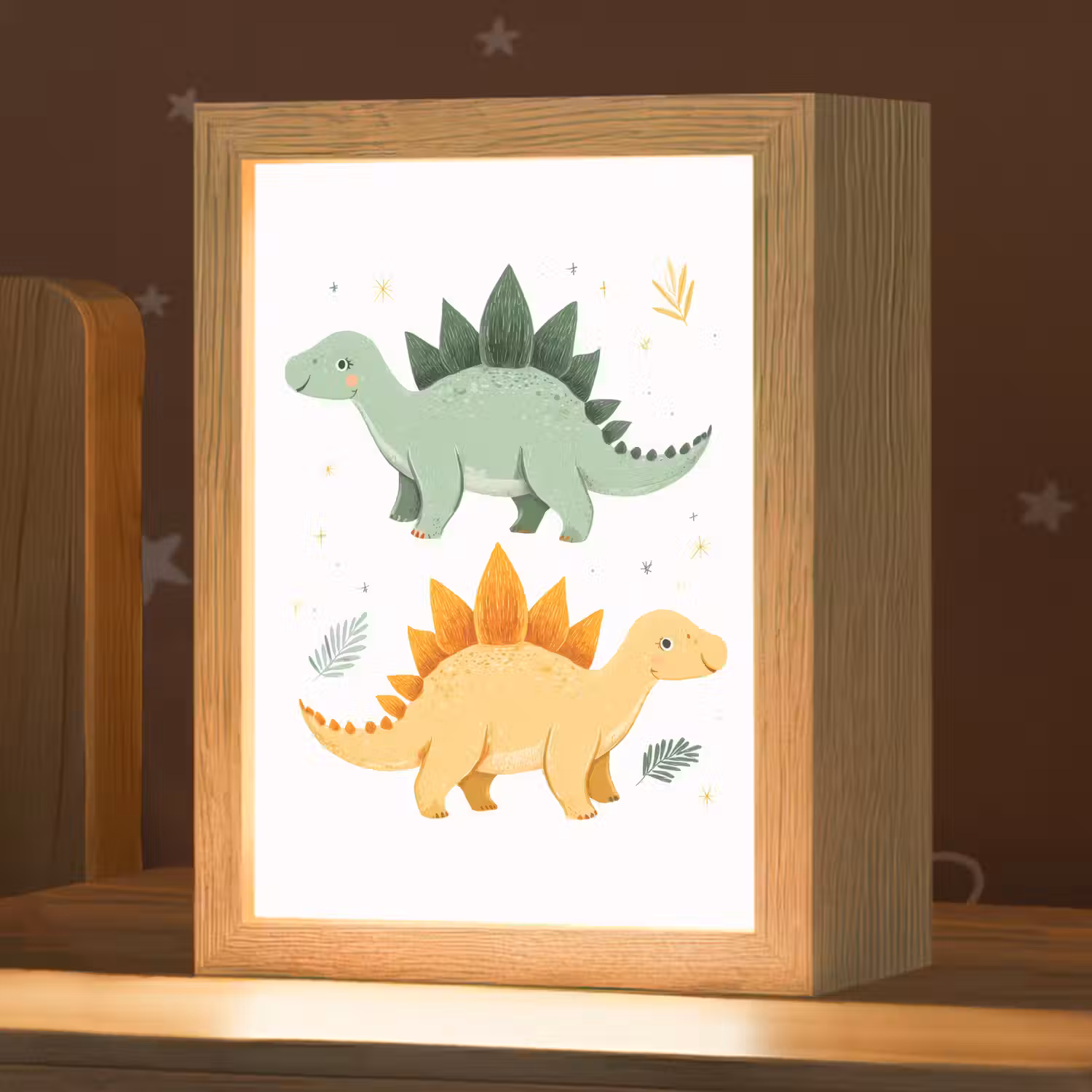 Sterren - Stegosaurussen - Blaadjes - Groen Light Box met kabel klein -zzz_3d_website