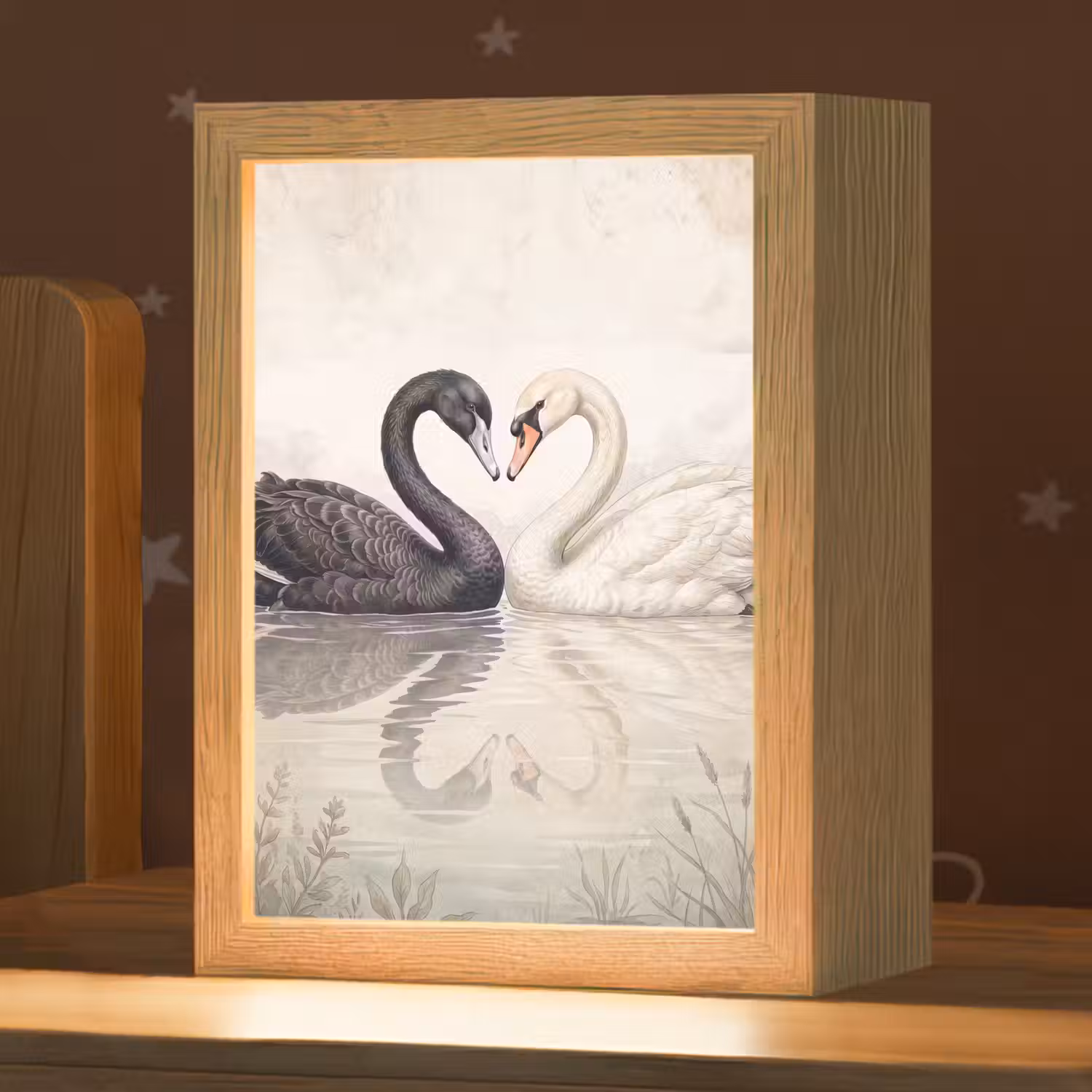 Zwanen - Hartvorm - Dieren Light Box met kabel (Kinderlampje) klein -zzz_3d_website