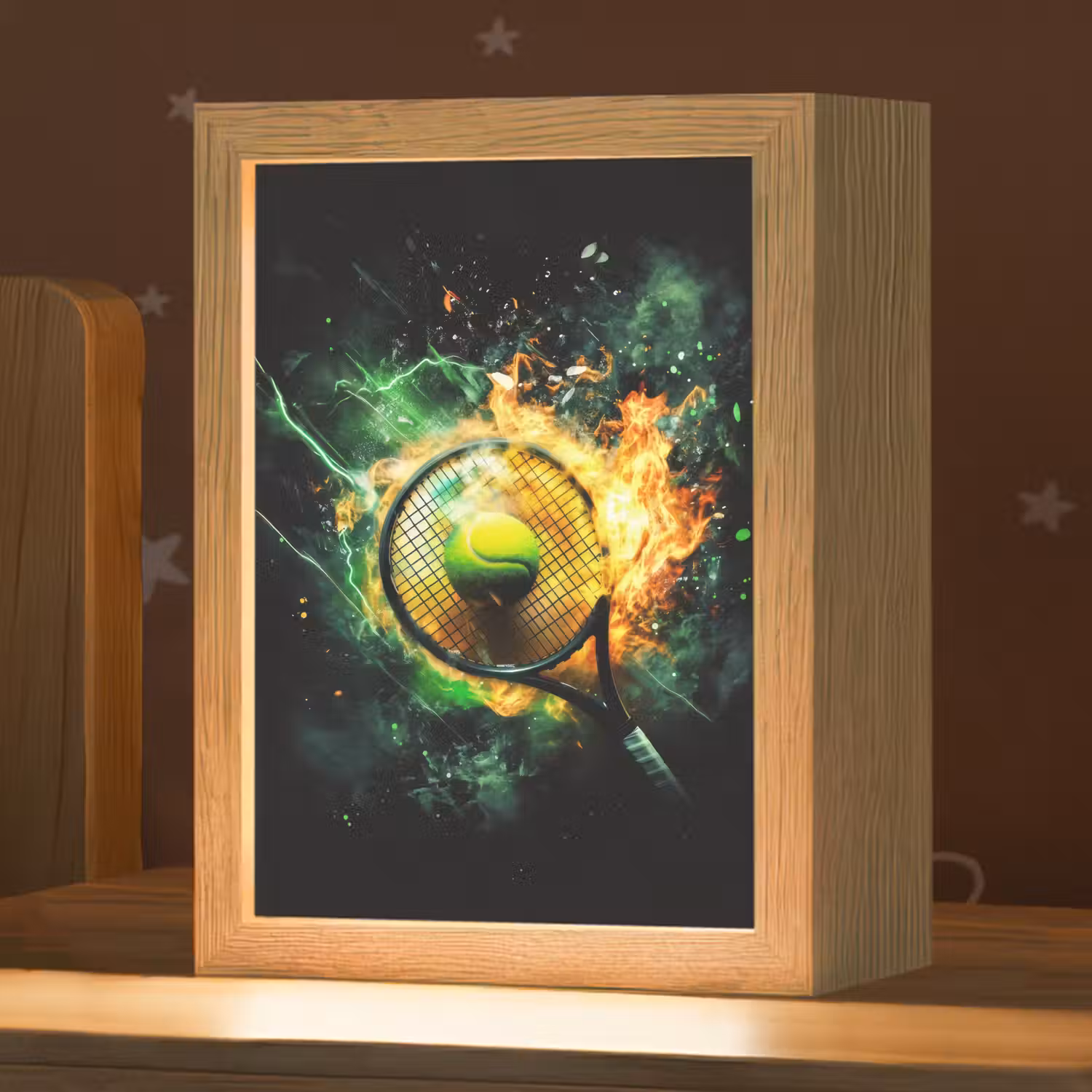 Tennis - Racket - Vuur - Groen Light Box met kabel klein -zzz_3d_website