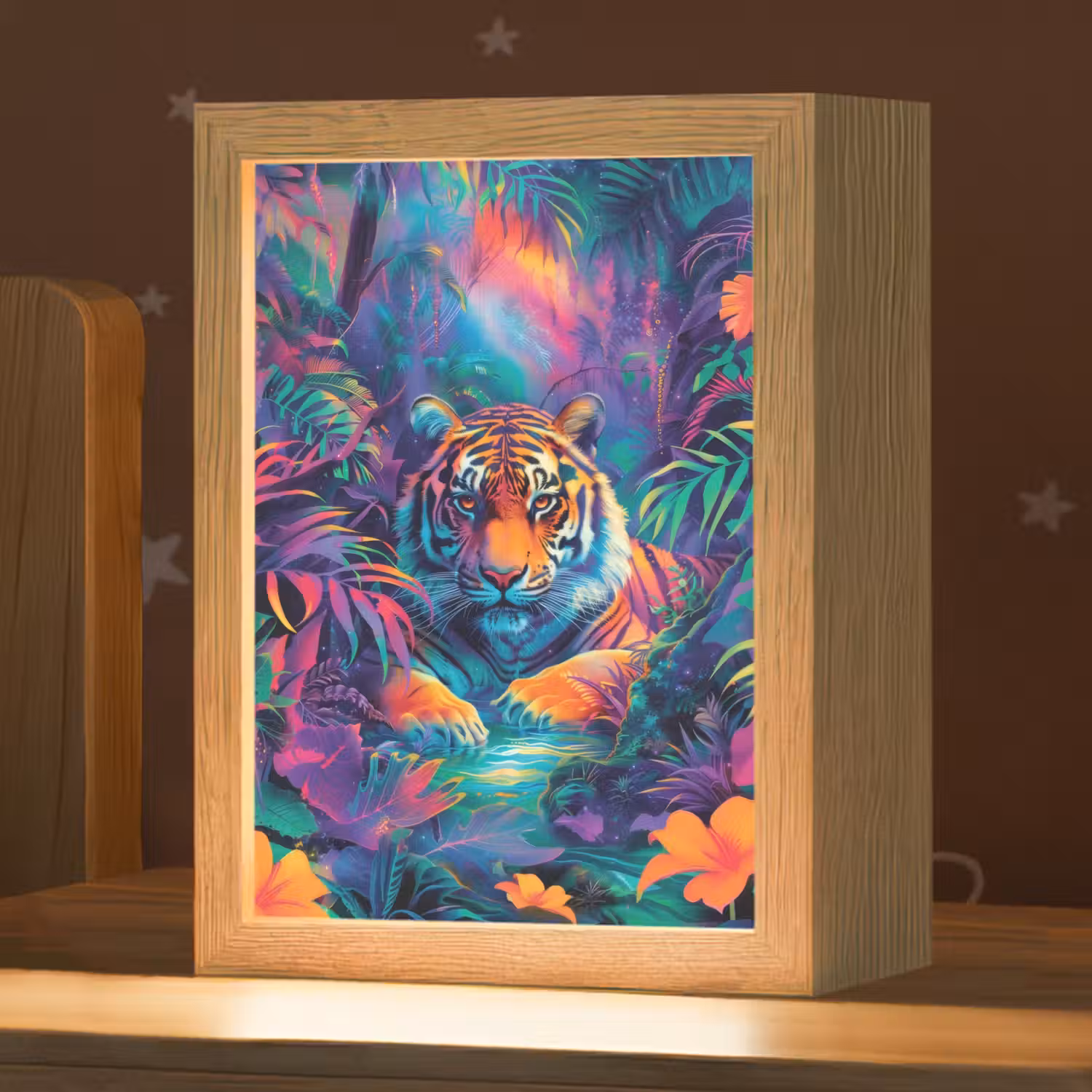 Tijger - Dier - Jungle - Kleurrijk Light Box met kabel klein -zzz_3d_website