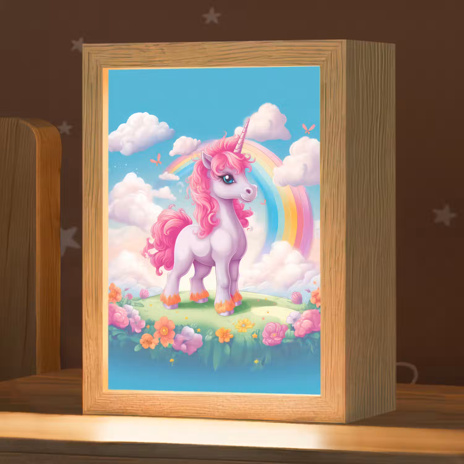 Unicorn - Meisjes - Bloemen - Regenboog - Eenhoorn Light Box met kabel klein -zzz_3d_website