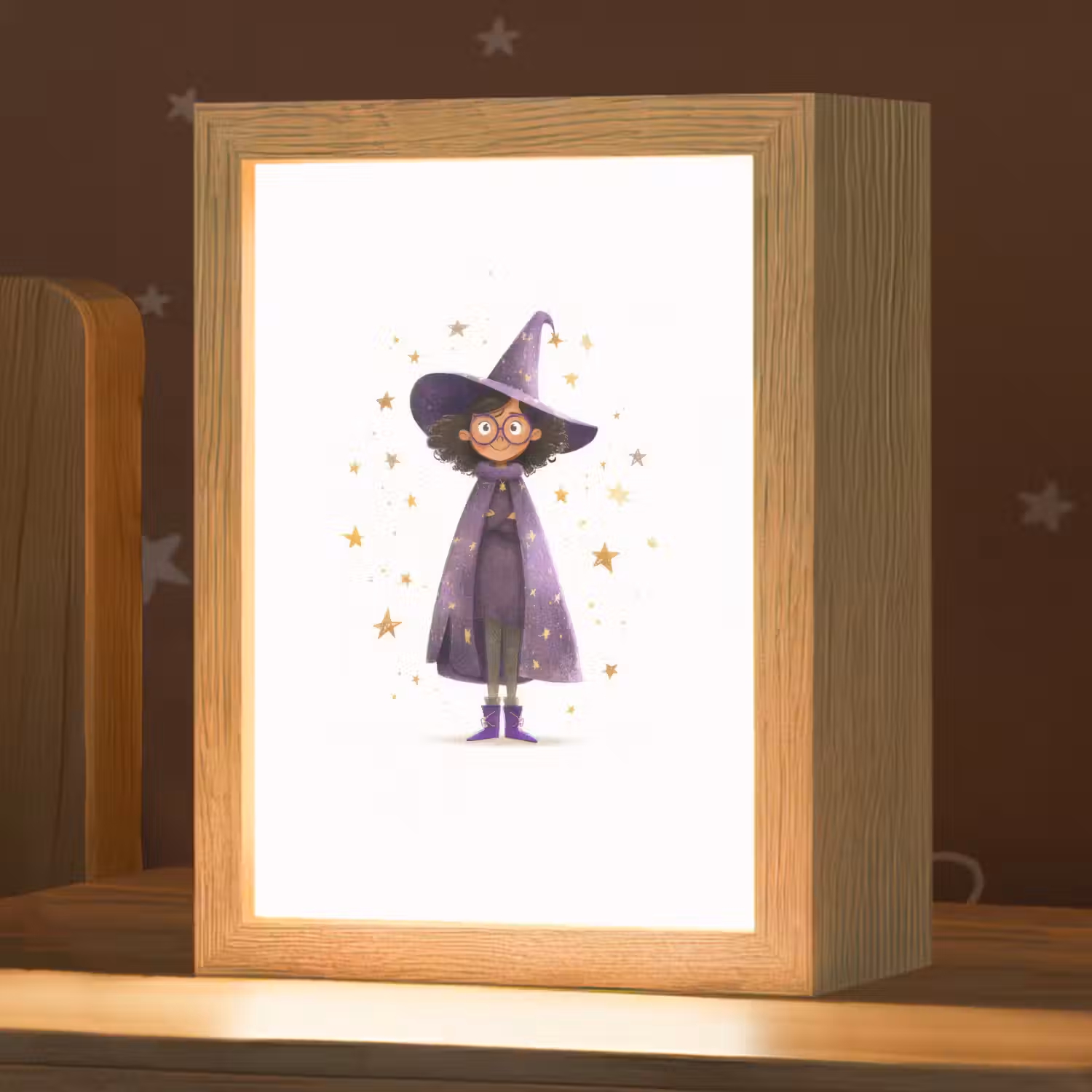 Heks - Paars - Sterren - Heksenhoed Light Box met kabel klein -zzz_3d_website