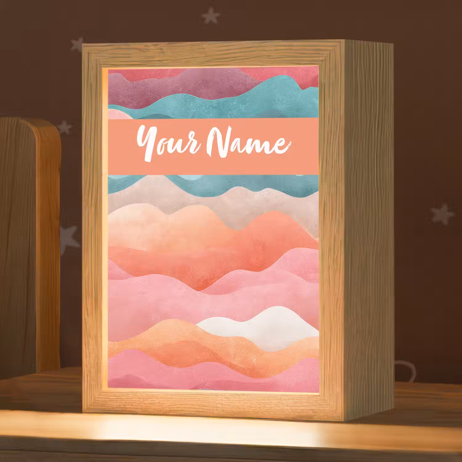 Abstract - Golven - Heuvels - Kleurrijk Light Box met kabel (Kinderlampje) klein -zzz_3d_website