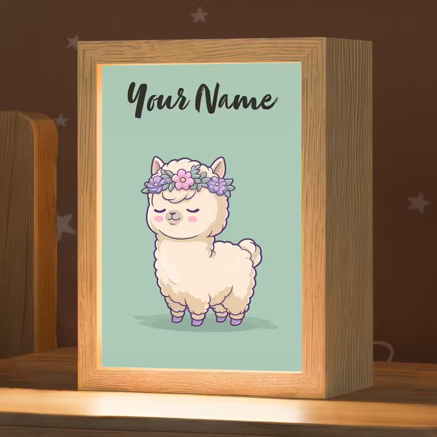 Alpaca - Bloemendiadeem - Groen Light Box met kabel (Kinderlampje) klein -zzz_3d_website