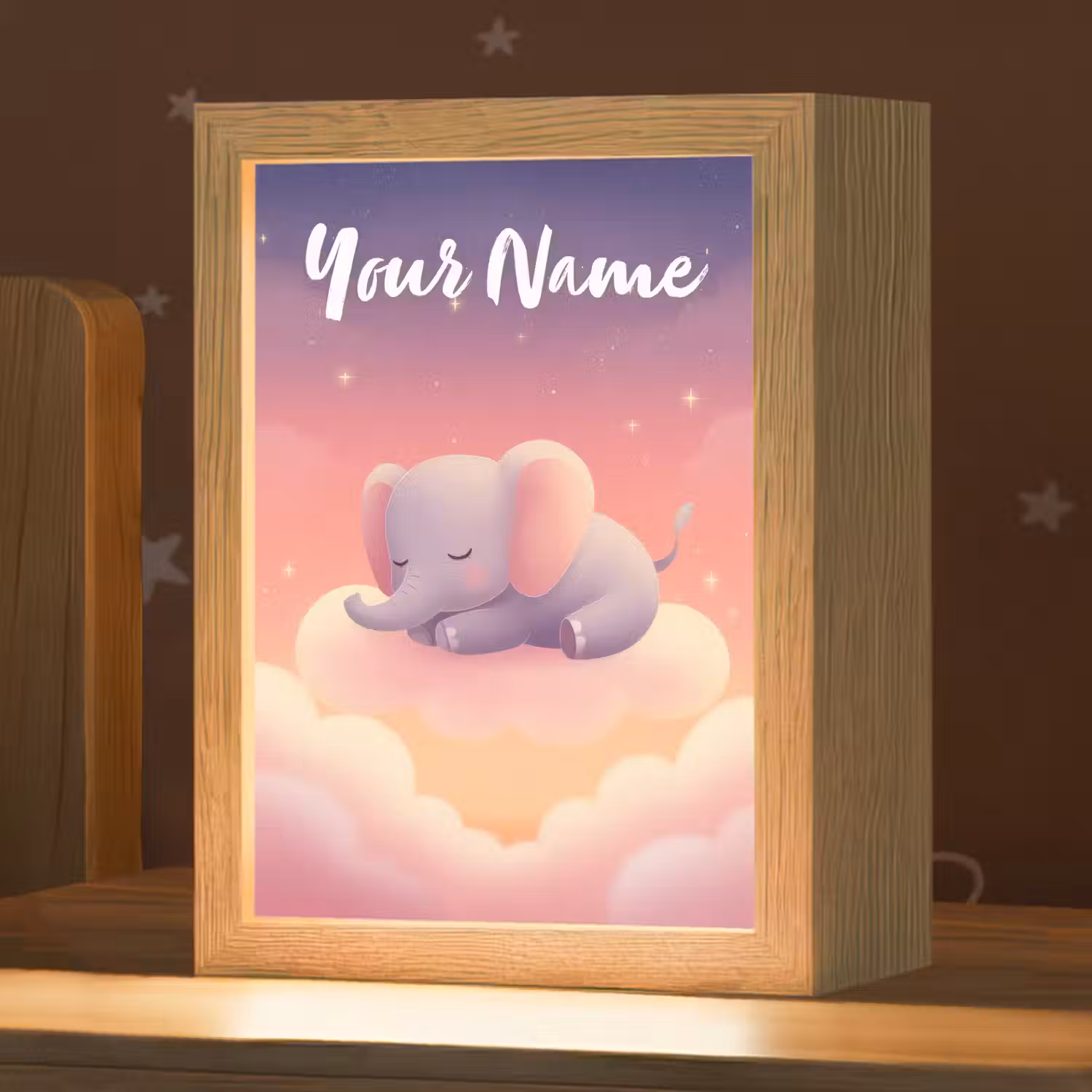 Dier - Roze - Wolken Light Box met kabel (Kinderlampje) klein -zzz_3d_website