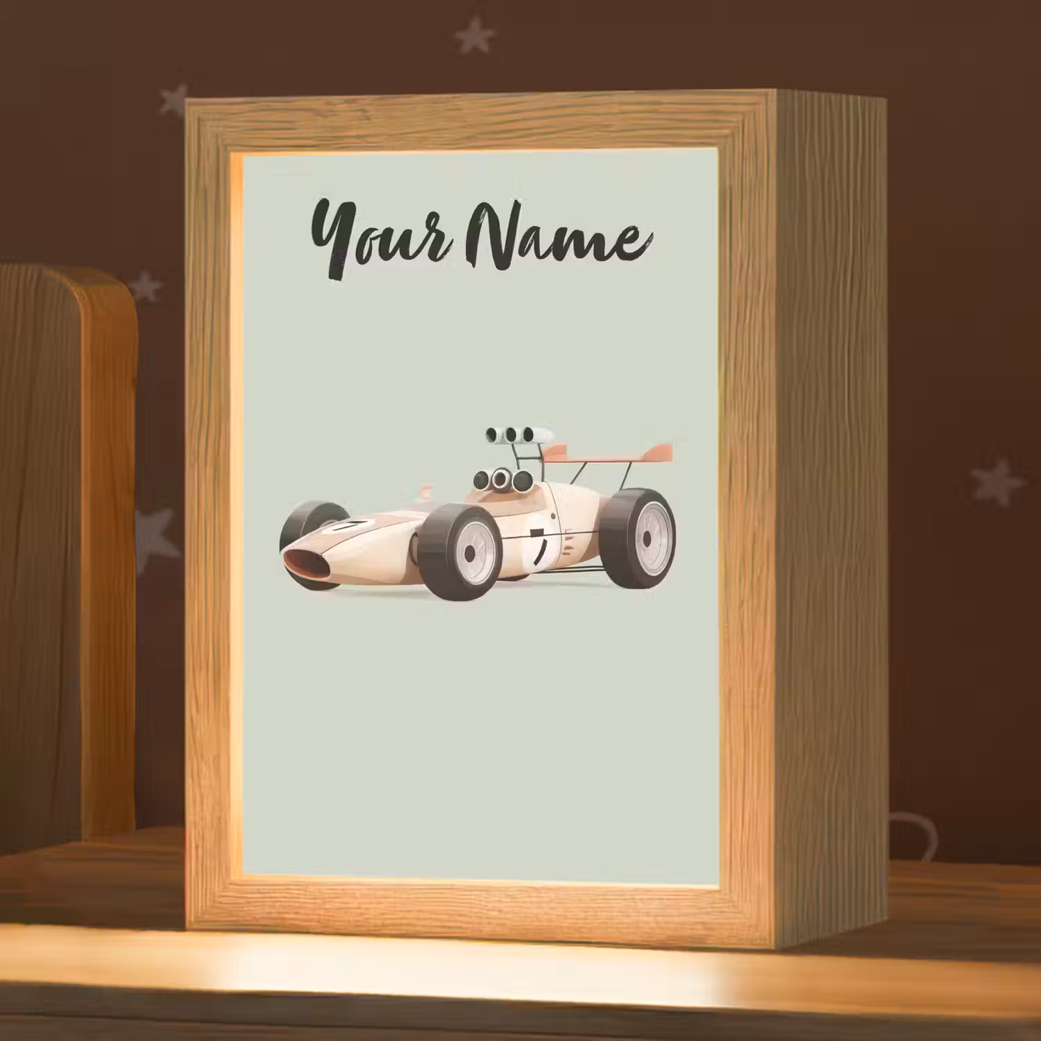 Beige - Raceauto - Groen Light Box met kabel (Kinderlampje) klein -zzz_3d_website