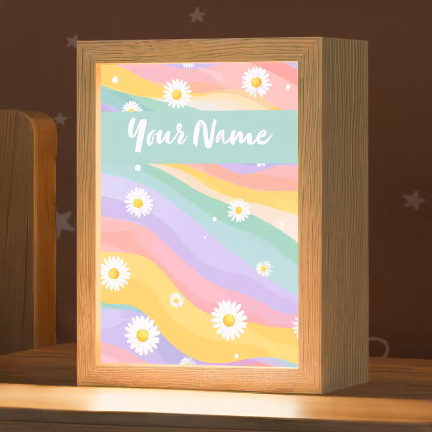 Madeliefjes - Kleurrijk - Pastel Light Box met kabel (Kinderlampje) klein -zzz_3d_website