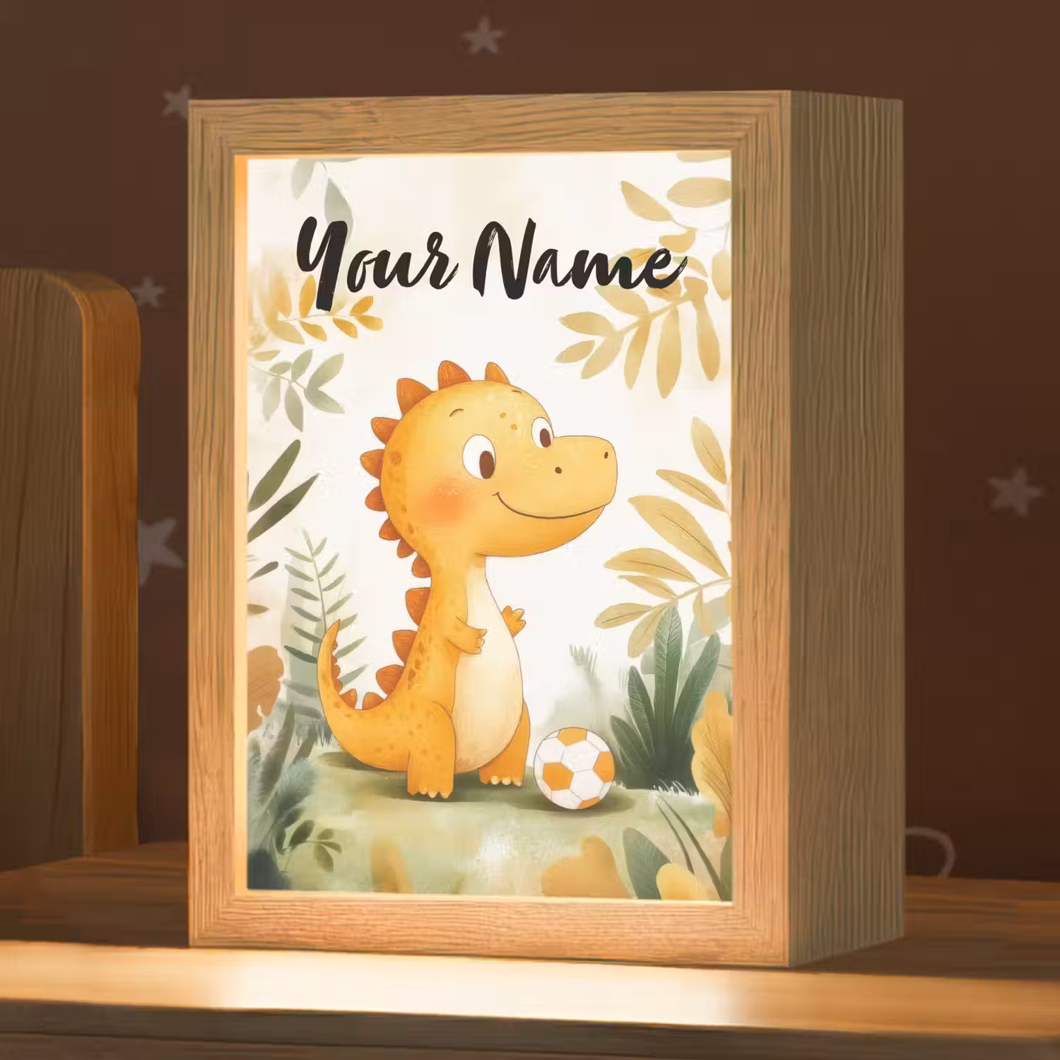 Dino - Voetbal - Oranje Light Box met kabel (Kinderlampje) klein -zzz_3d_website