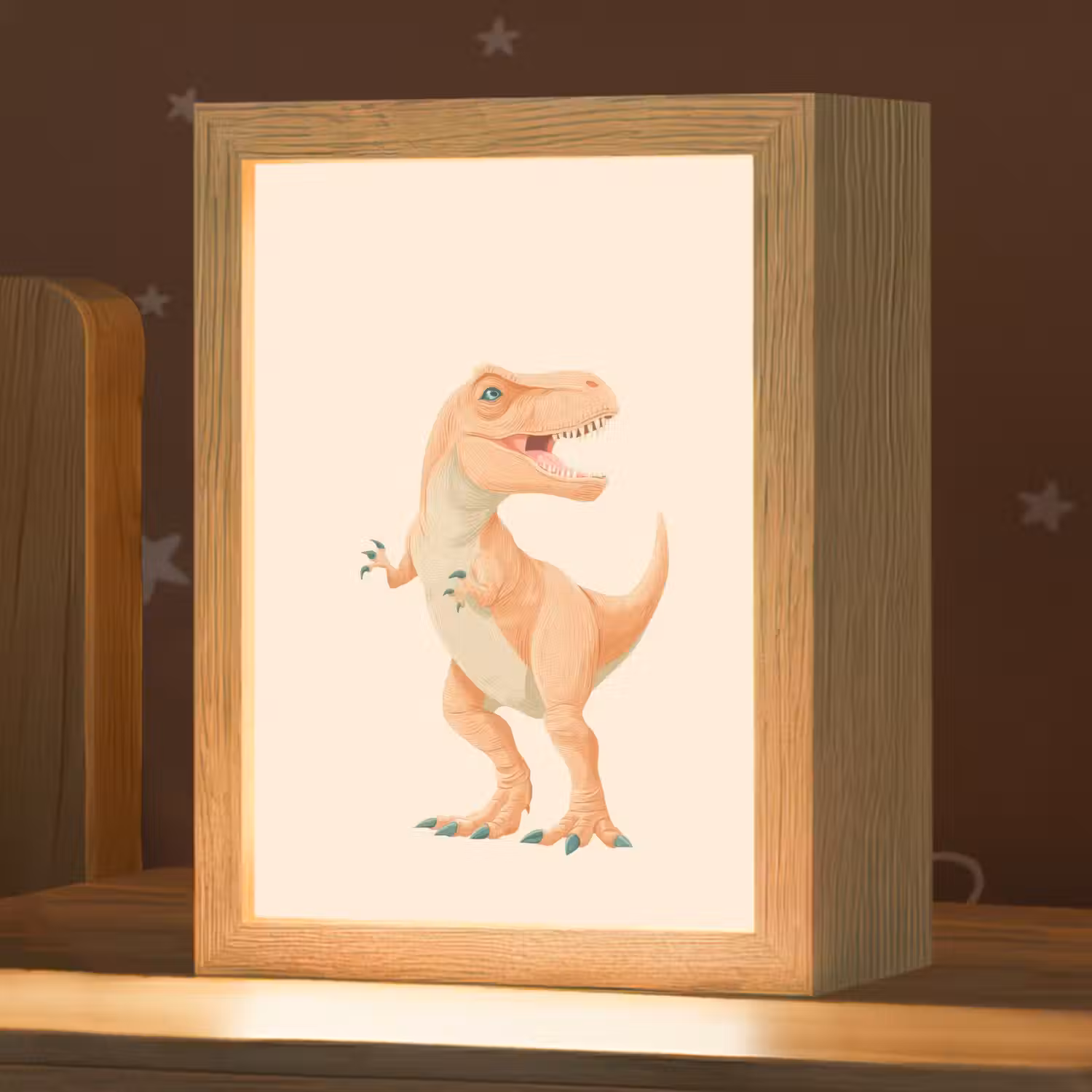Dino - T-Rex - Oranje Light Box met kabel (Kinderlampje) klein -zzz_3d_website