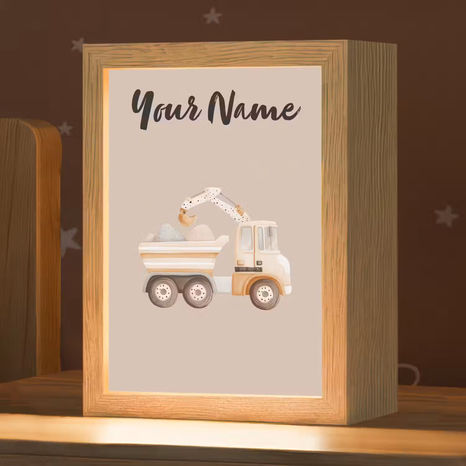 Kiepwagen - Auto - Beige - Stenen Light Box met kabel (Kinderlampje) klein -zzz_3d_website
