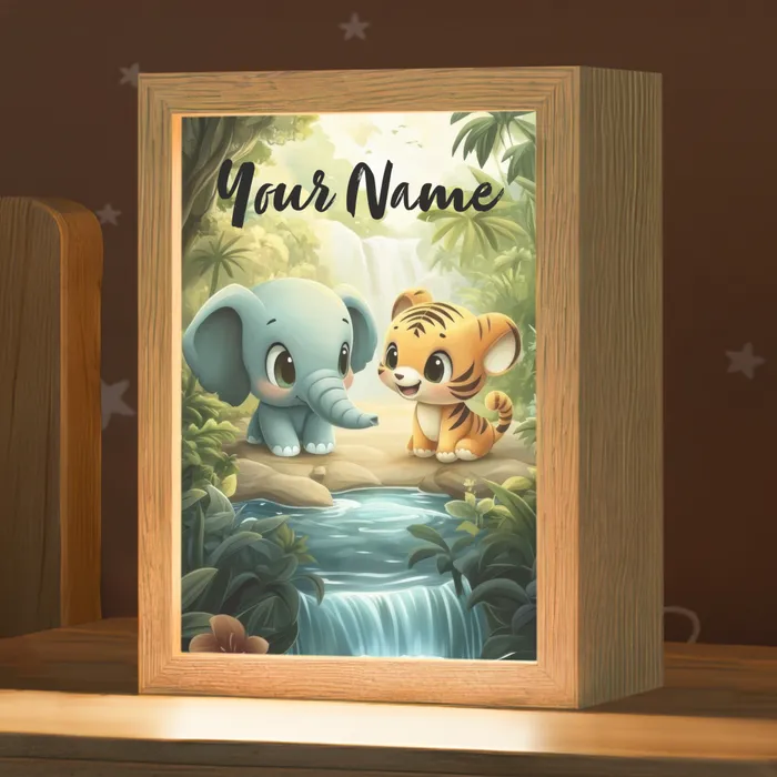 Olifant - Tijger - Bos - Jungle Light Box met kabel (Kinderlampje) klein -zzz_3d_website