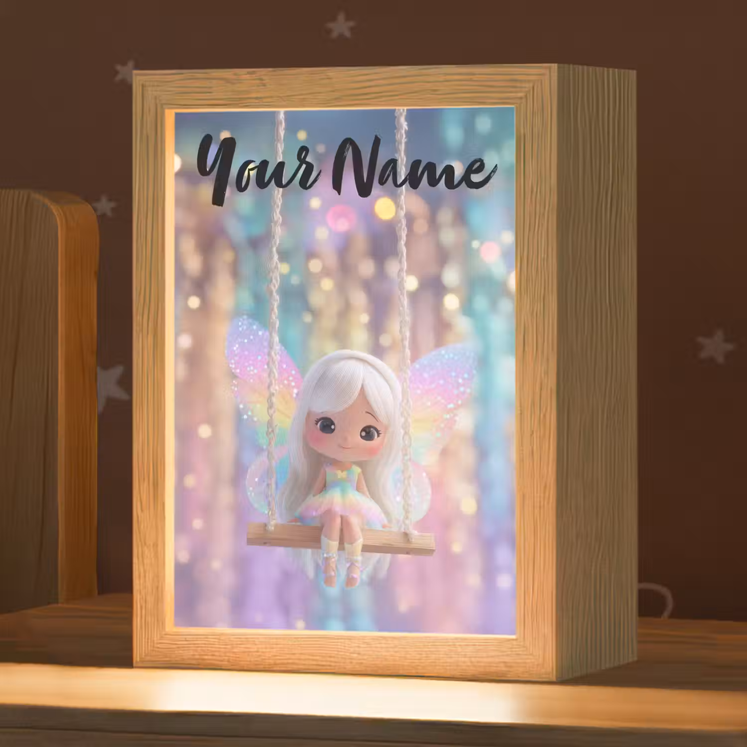 Fee - Schommel - Paars - Glinsters Light Box met kabel (Kinderlampje) klein -zzz_3d_website