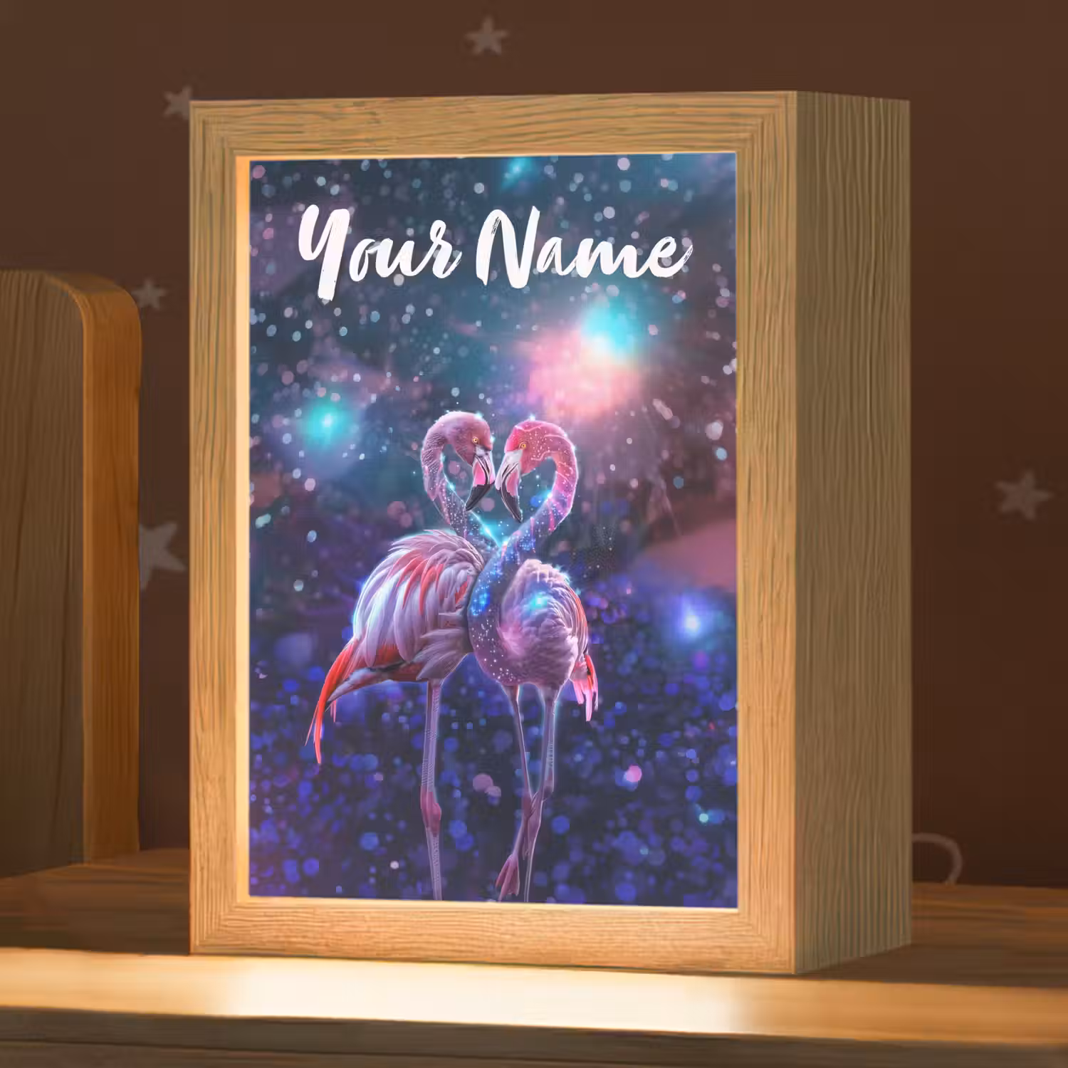 Flamingo's - Dieren - Ruimte - Galaxy Light Box met kabel (Kinderlampje) klein -zzz_3d_website