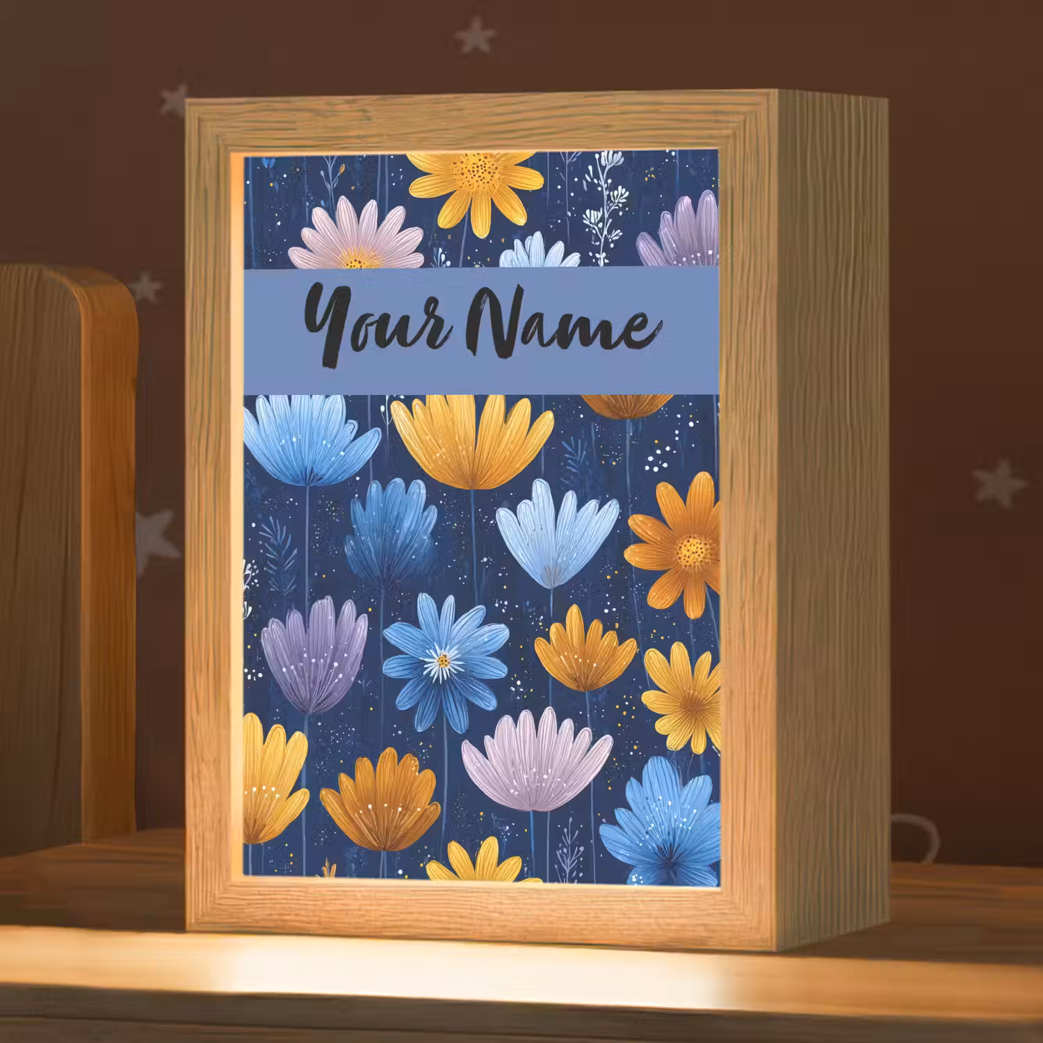 Bloemen - Patroon - Blauw Light Box met kabel (Kinderlampje) klein -zzz_3d_website