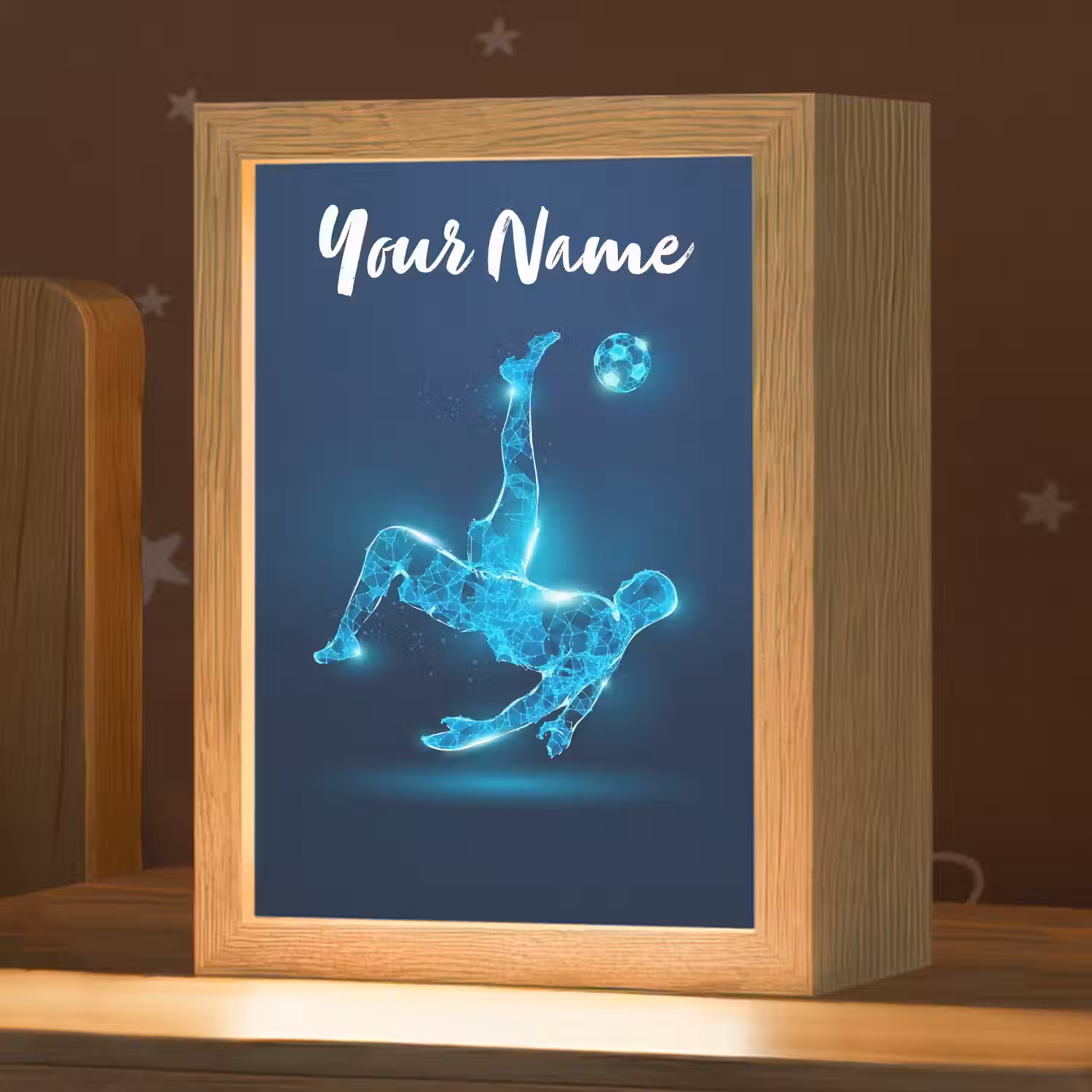Voetballer - Blauw - Neon Light Box met kabel (Kinderlampje) klein -zzz_3d_website