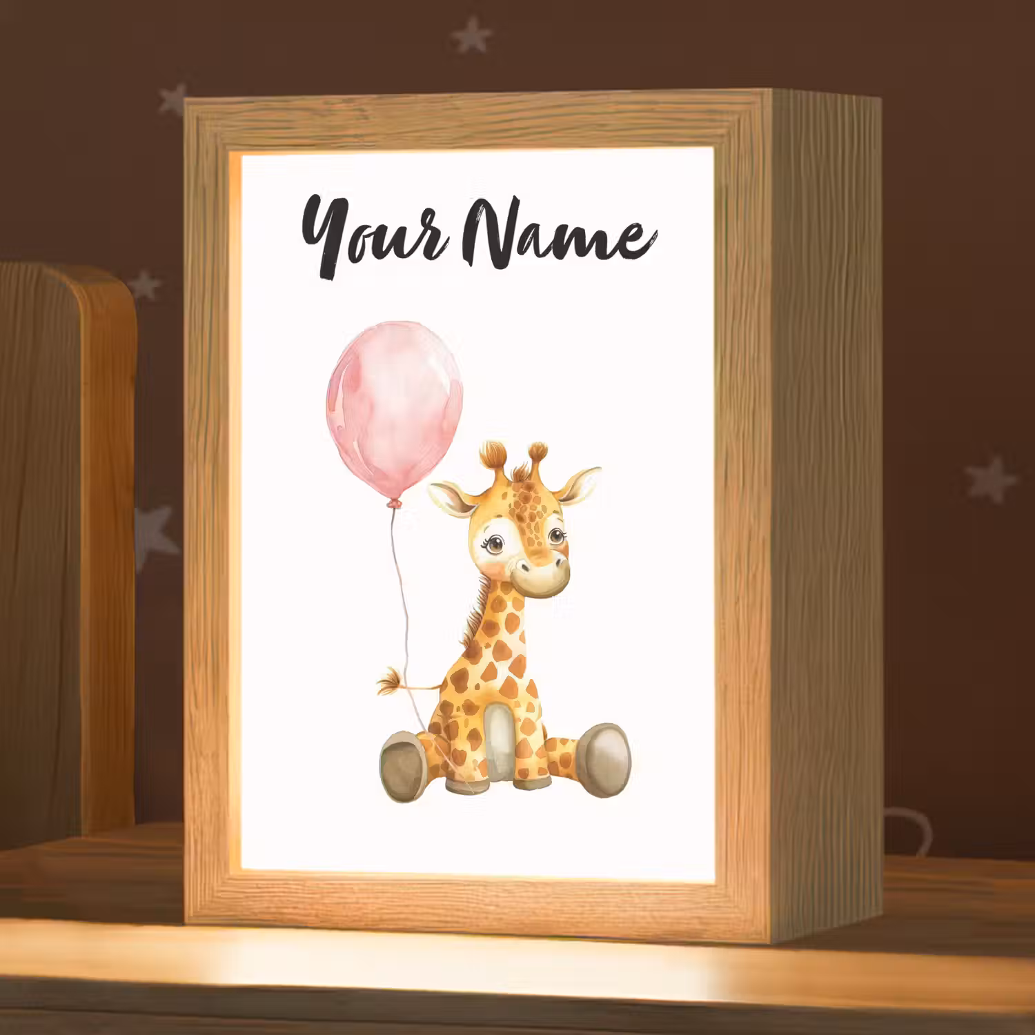 Giraf - Baby - Dieren - Roze ballon Light Box met kabel (Kinderlampje) klein -zzz_3d_website
