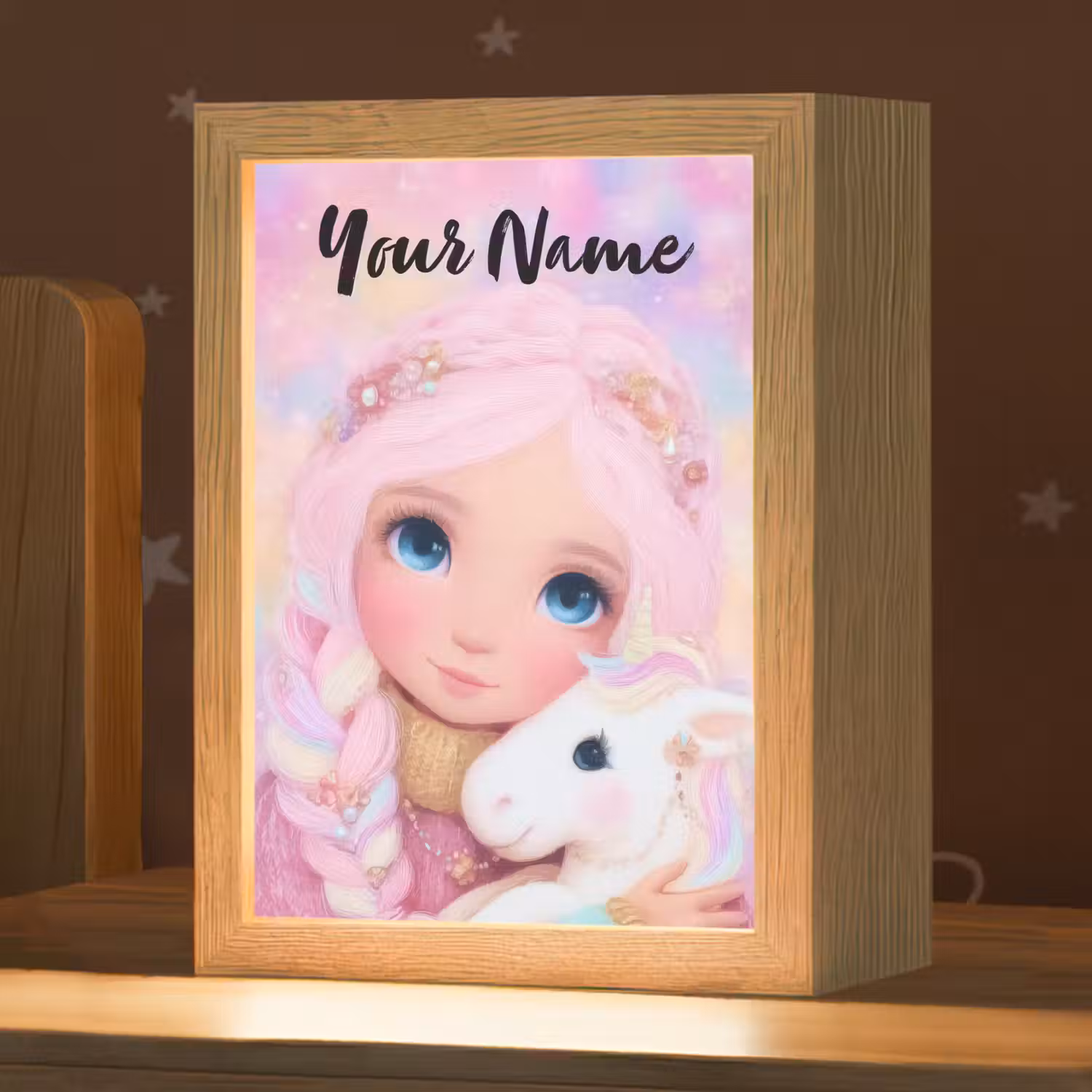 Meisje - Eenhoorn - Roze Light Box met kabel (Kinderlampje) klein -zzz_3d_website