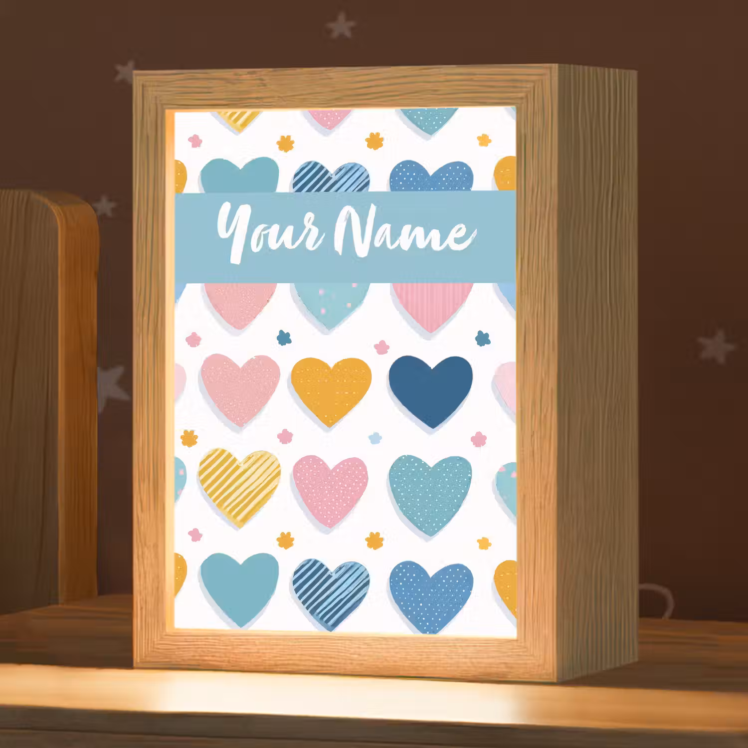 Hartjes - Pastel - Patroon Light Box met kabel (Kinderlampje) klein -zzz_3d_website