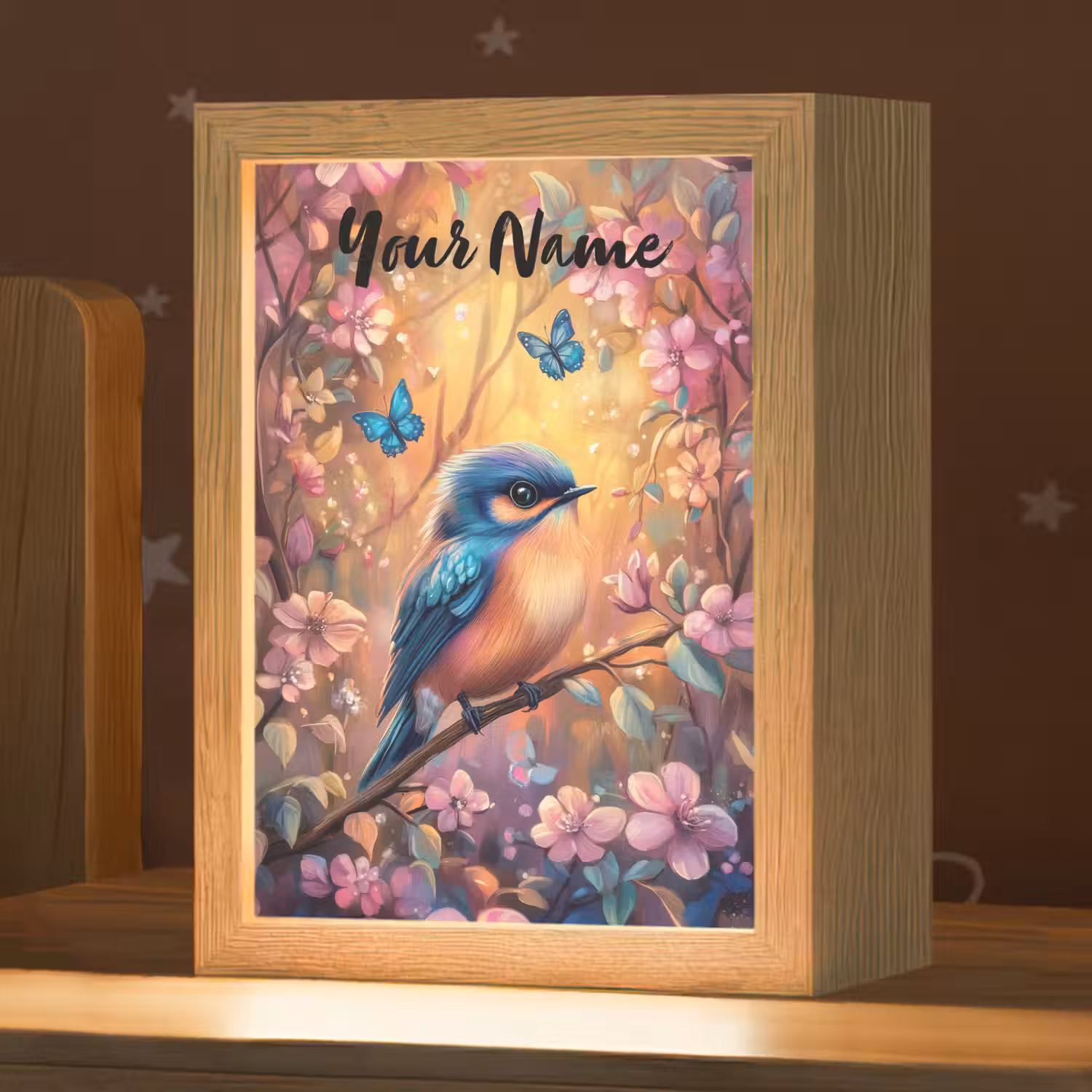 IJsvogel - Sprookjesbos - Roze - Bloemen Light Box met kabel (Kinderlampje) klein -zzz_3d_website