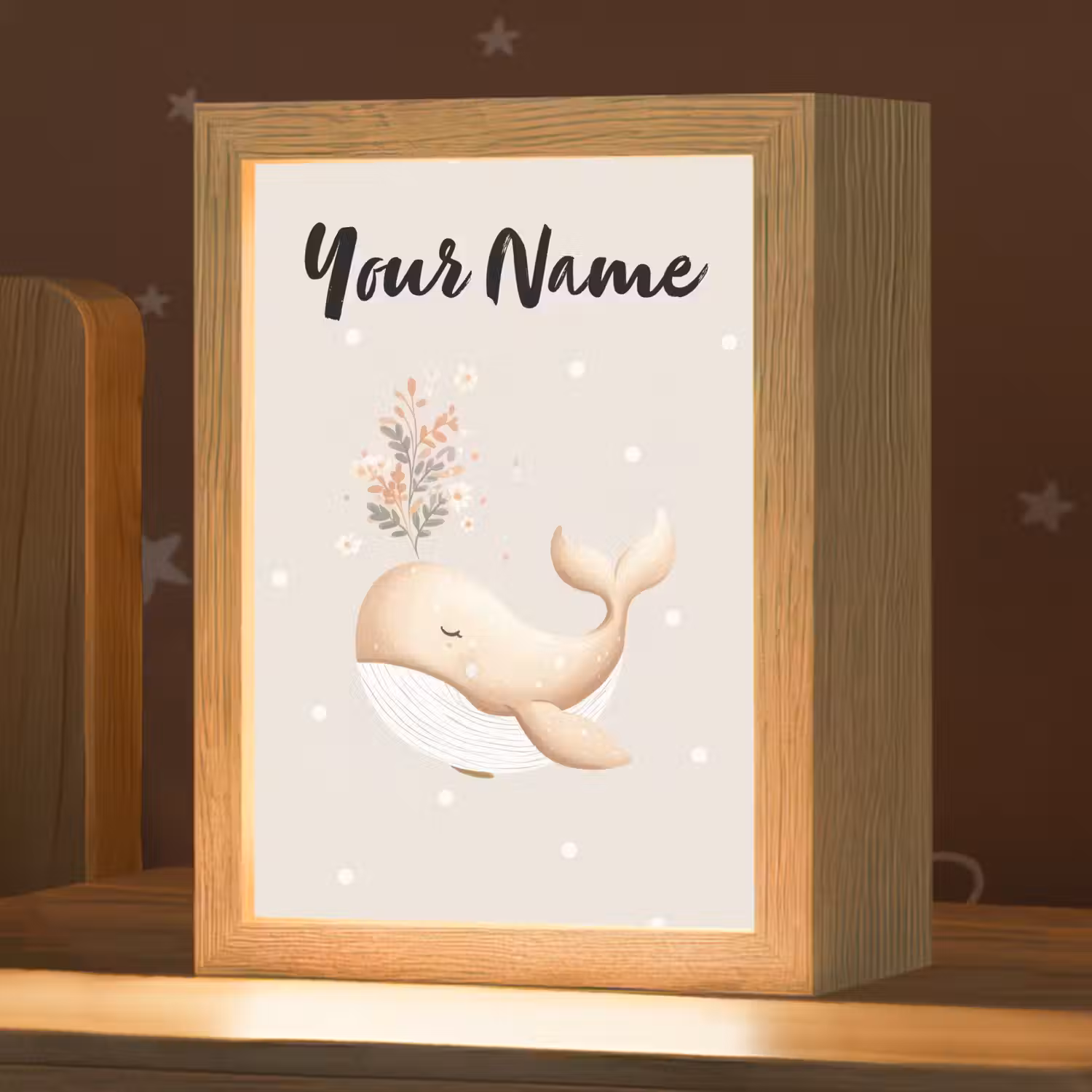 Minimalistisch - Walvis - Bloemen - Stippen Light Box met kabel (Kinderlampje) klein -zzz_3d_website