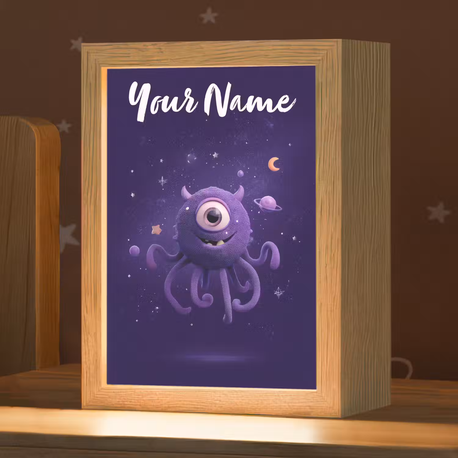 Monster - Paars - Ruimte Light Box met kabel (Kinderlampje) klein -zzz_3d_website