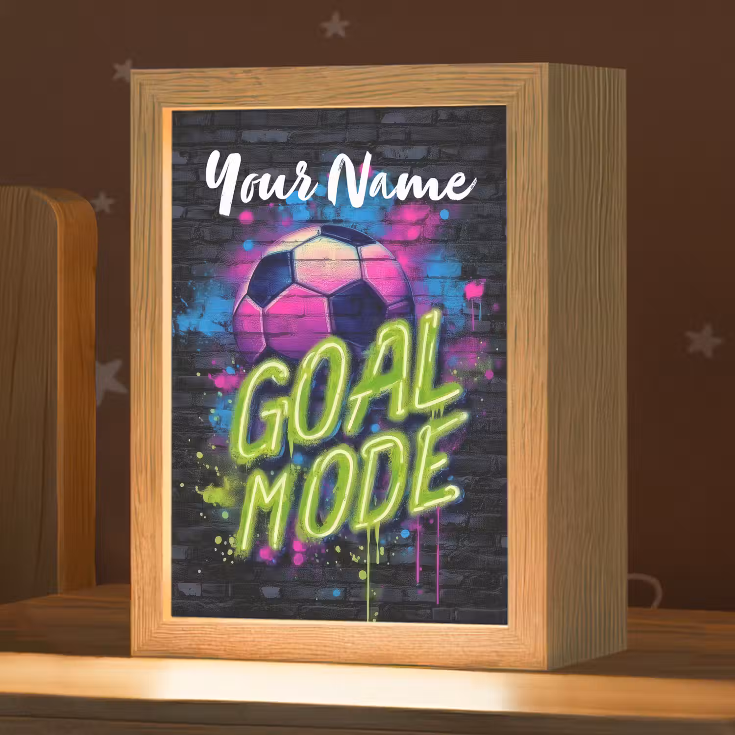 Neon - Graffiti - Voetbal - Kleurrijk Light Box met kabel (Kinderlampje) klein -zzz_3d_website