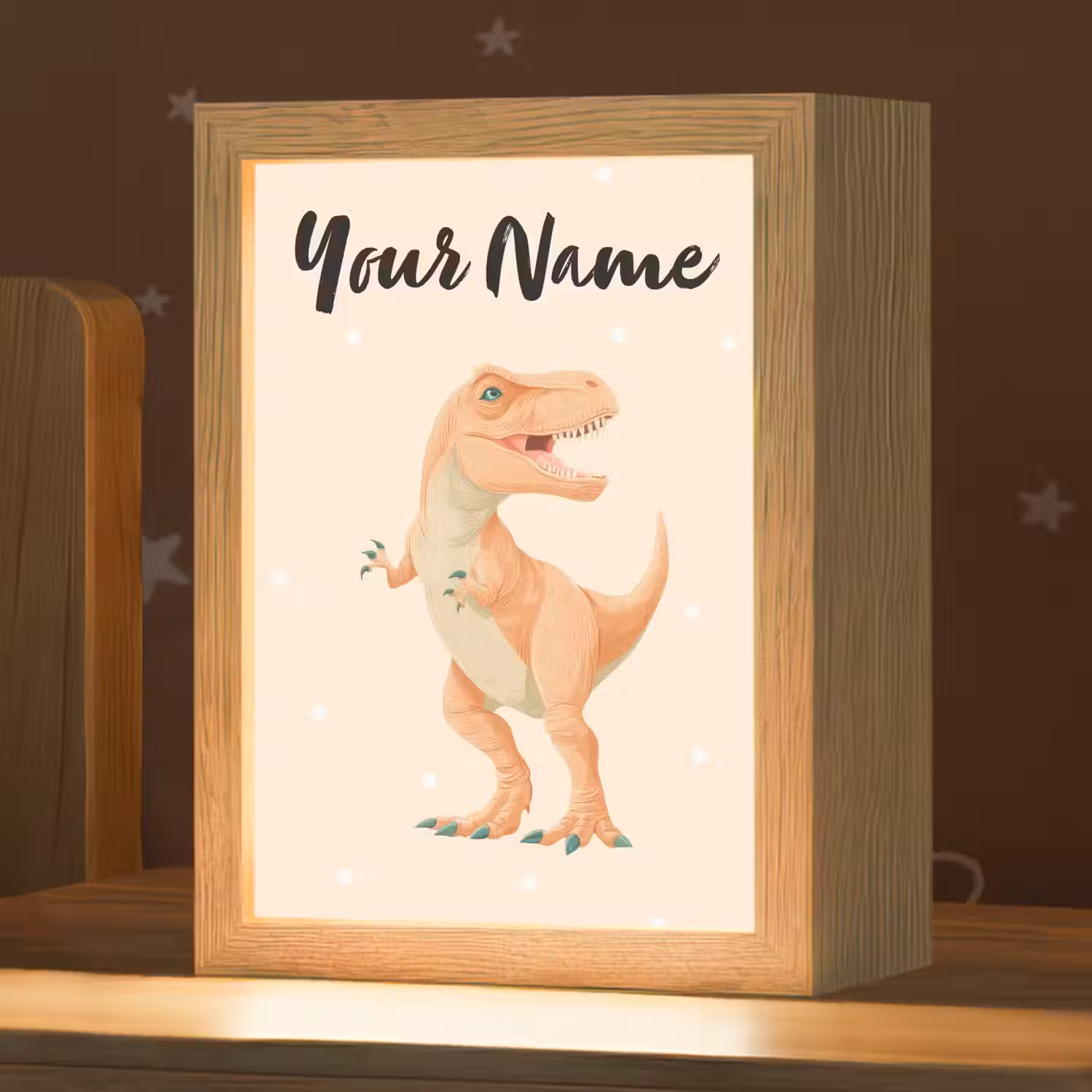 Oranje - Dino - T-Rex - Stippen Light Box met kabel (Kinderlampje) klein -zzz_3d_website