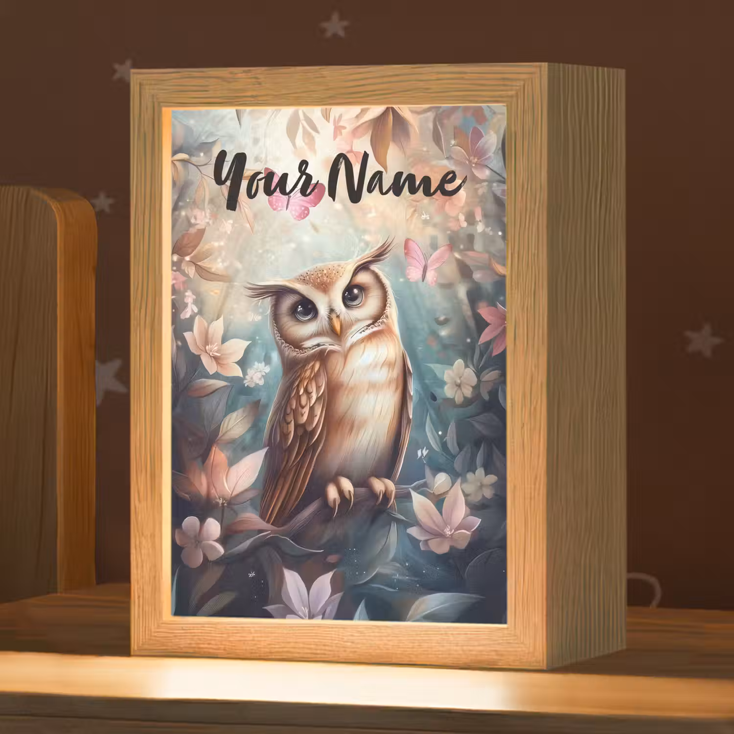 Uil - Bos - Bloemen - Vlinders Light Box met kabel (Kinderlampje) klein -zzz_3d_website