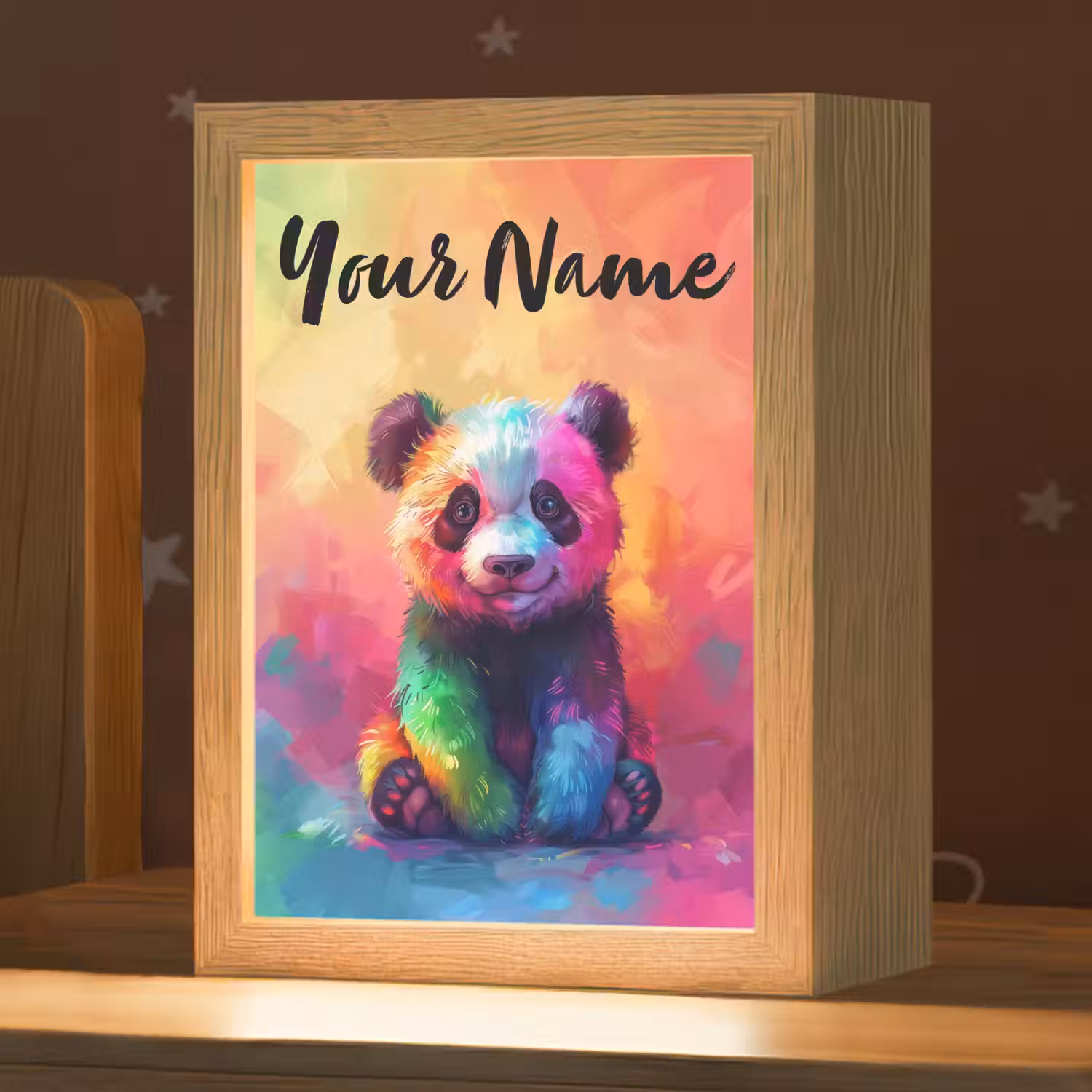 Panda - Dieren - Kleurrijk - Neon Light Box met kabel (Kinderlampje) klein -zzz_3d_website